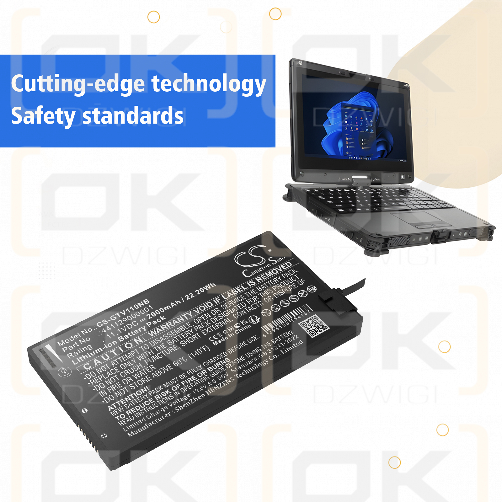 Getac V110 / 441129000001 2000mAh Li-ion 11.1V (Cameron Sino)