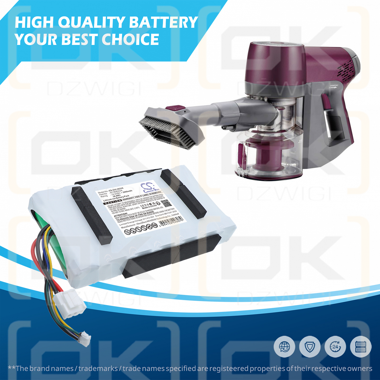 Grundig VCP-3829L / 9178063524 2000 mAh Li-ion 18 V (Cameron Sino)