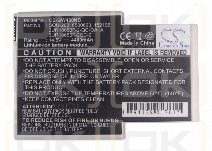 Gateway Solo 400VSP / 1527196 4400 mAh Li-Ion 14,8 V (Cameron Sino)