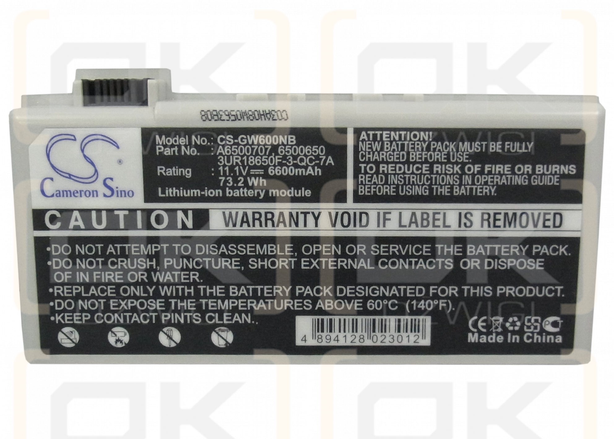 Gateway Solo M600 / 6500707 6600 mAh Li-Ion 11,1 V (Cameron Sino)