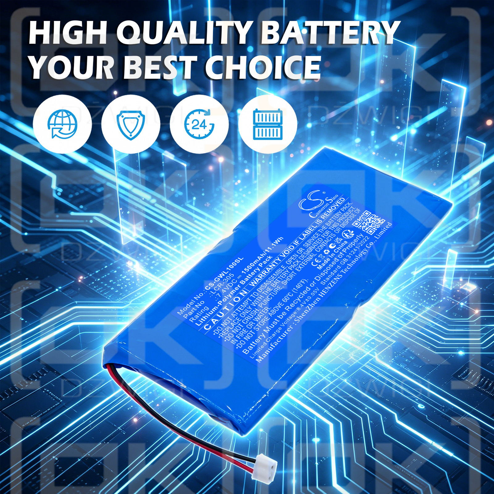 Bateria zamienna do GW Instek LCR-1000 / LCR-305 1500 mAh Li-Polymer 7.4 V (Cameron Sino)