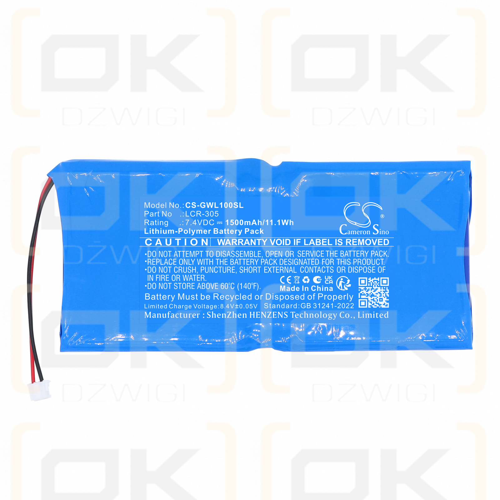 Bateria zamienna do GW Instek LCR-1000 / LCR-305 1500 mAh Li-Polymer 7.4 V (Cameron Sino)