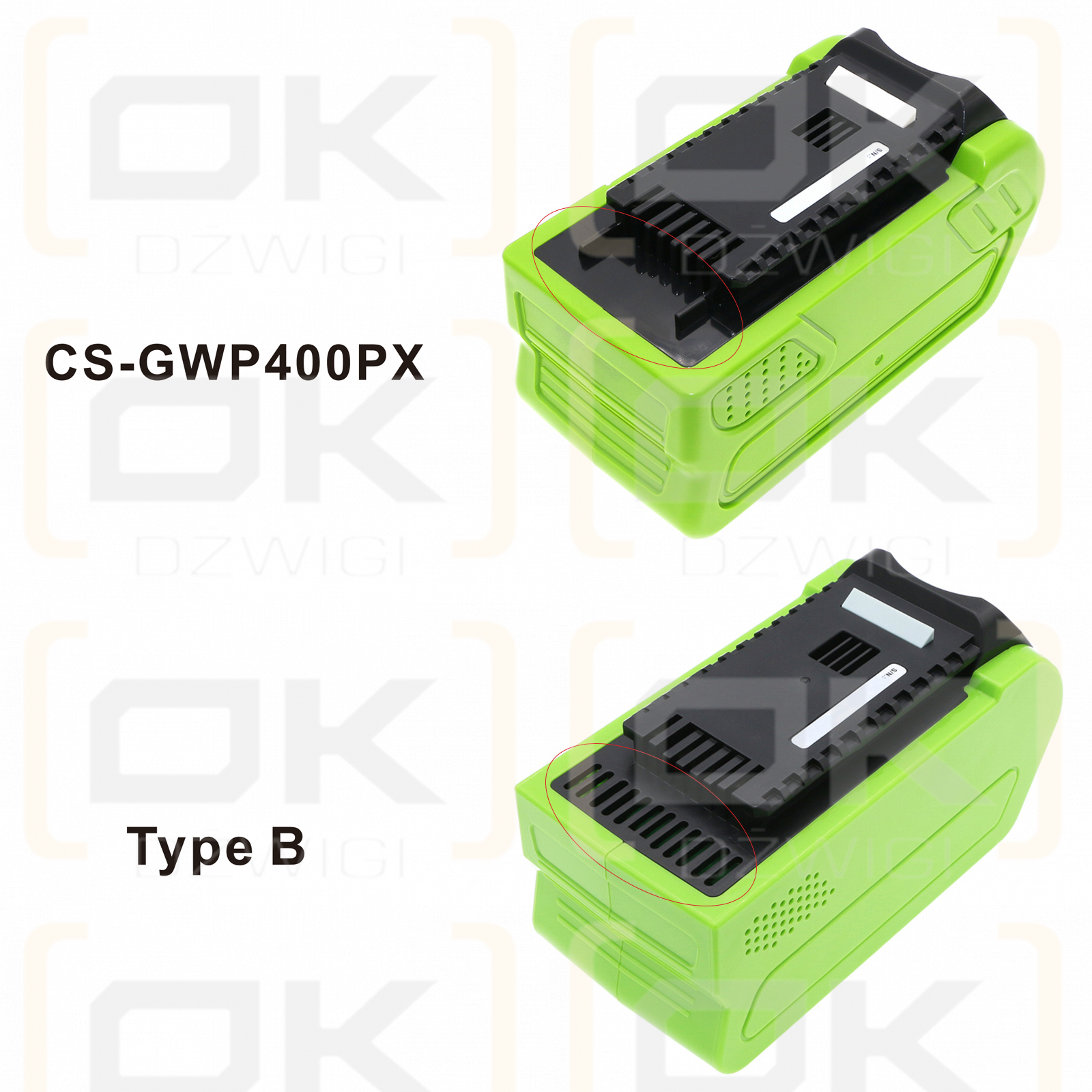 GreenWorks 25302 / 29472 5000mAh Li-ion 40.00V (Cameron Sino)