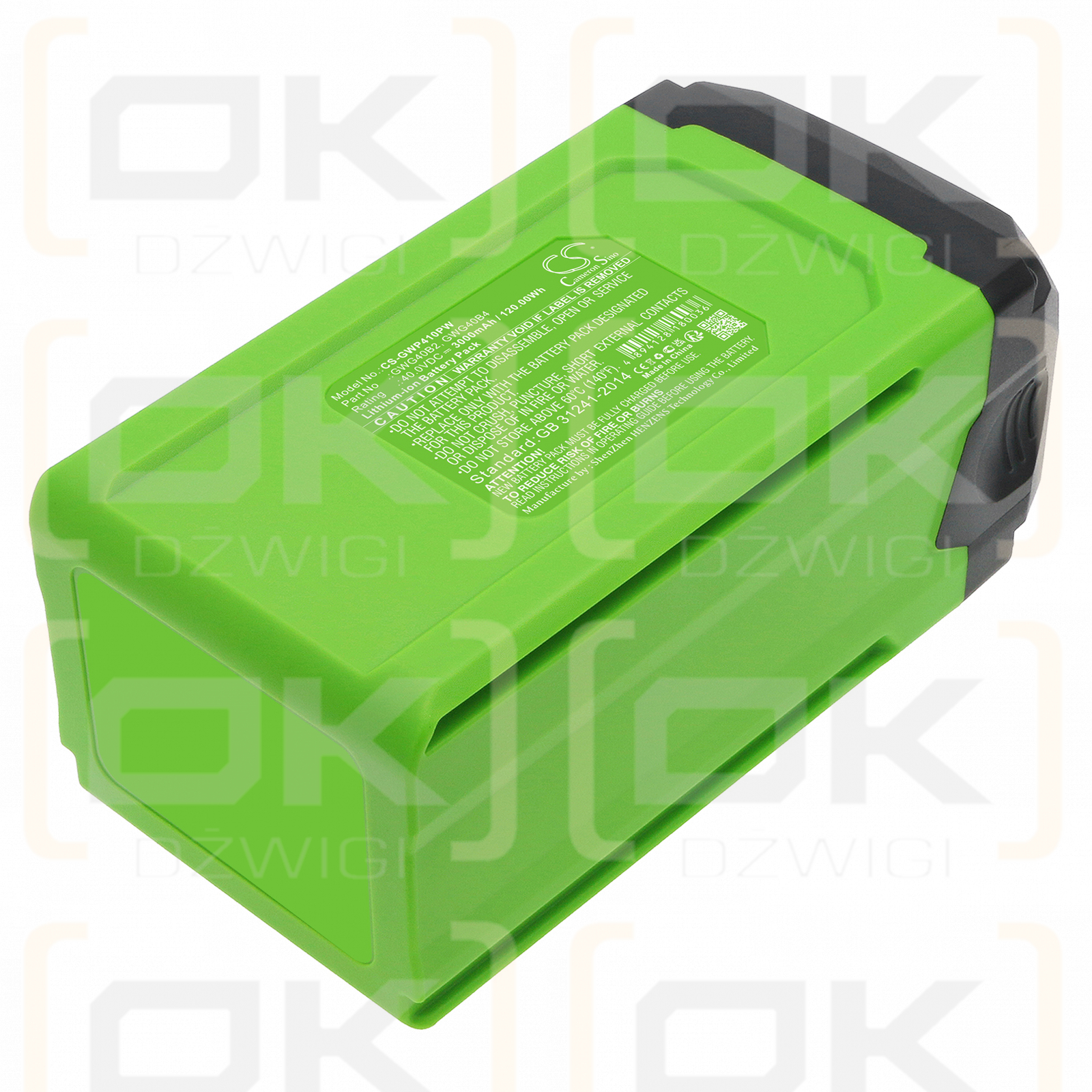 GreenWorks 2525202VT / GWG40B2 3000mAh Li-ion 40.0V (Cameron Sino)