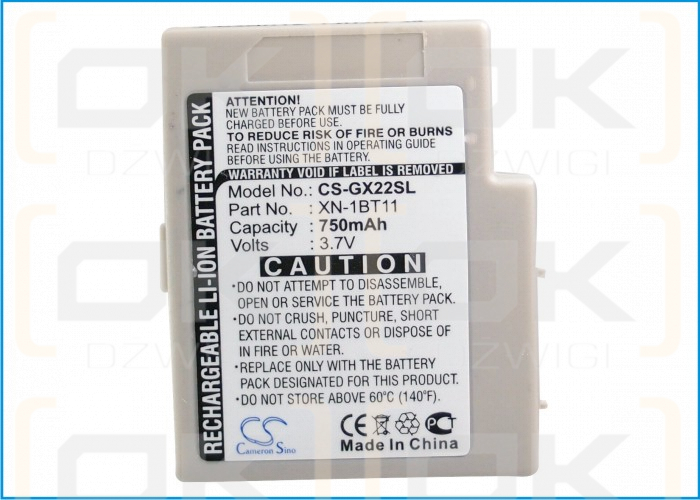Batería de repuesto para Sharp GX98i / XN-1BT11, 750 mAh, iones de litio, 3,7 V (Cameron Sino)