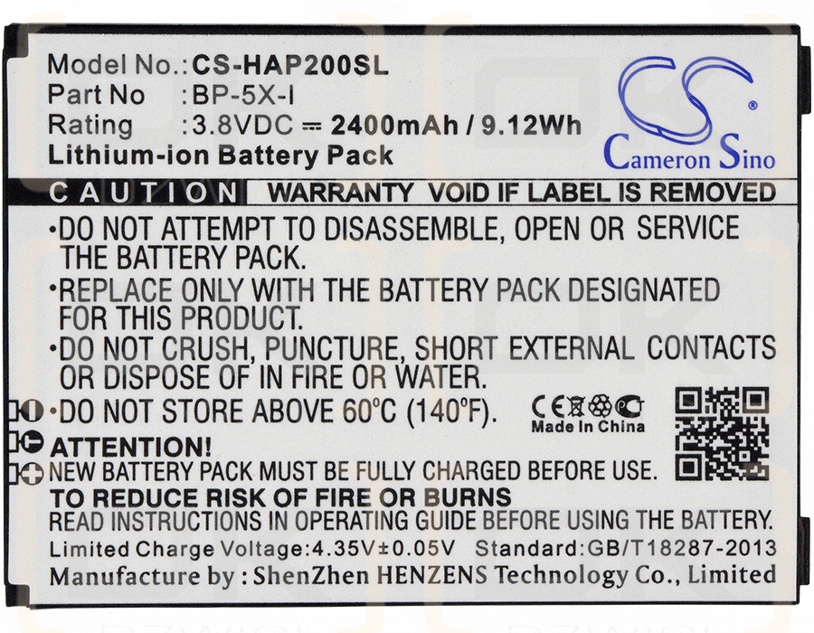 innos D10CF / BP-5X-I 2400mAh Li-ion 3.8V (Cameron Sino)