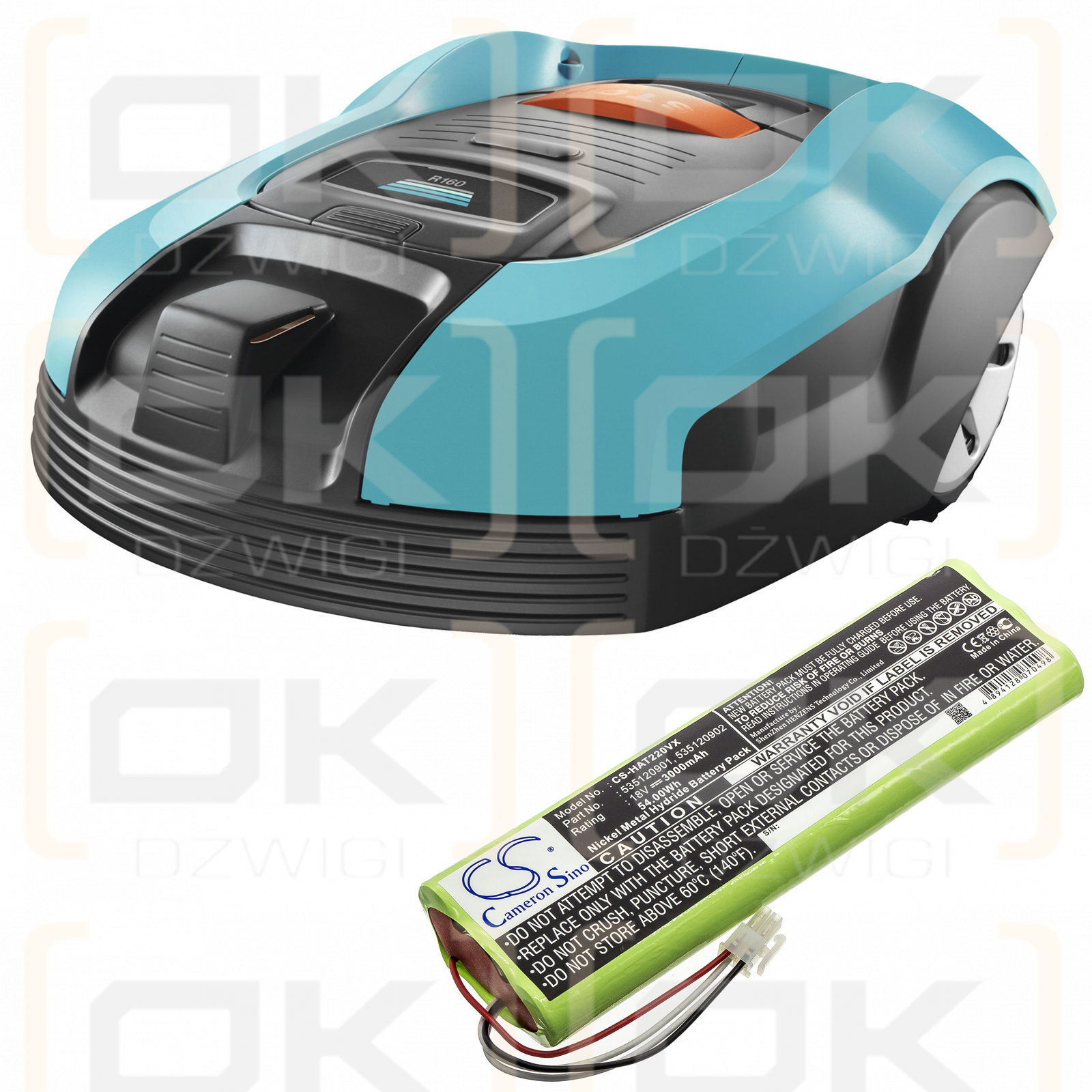 Husqvarna Automower 210C 2010 / 535120901 3000mAh Ni-MH 18.0V (Cameron Sino)