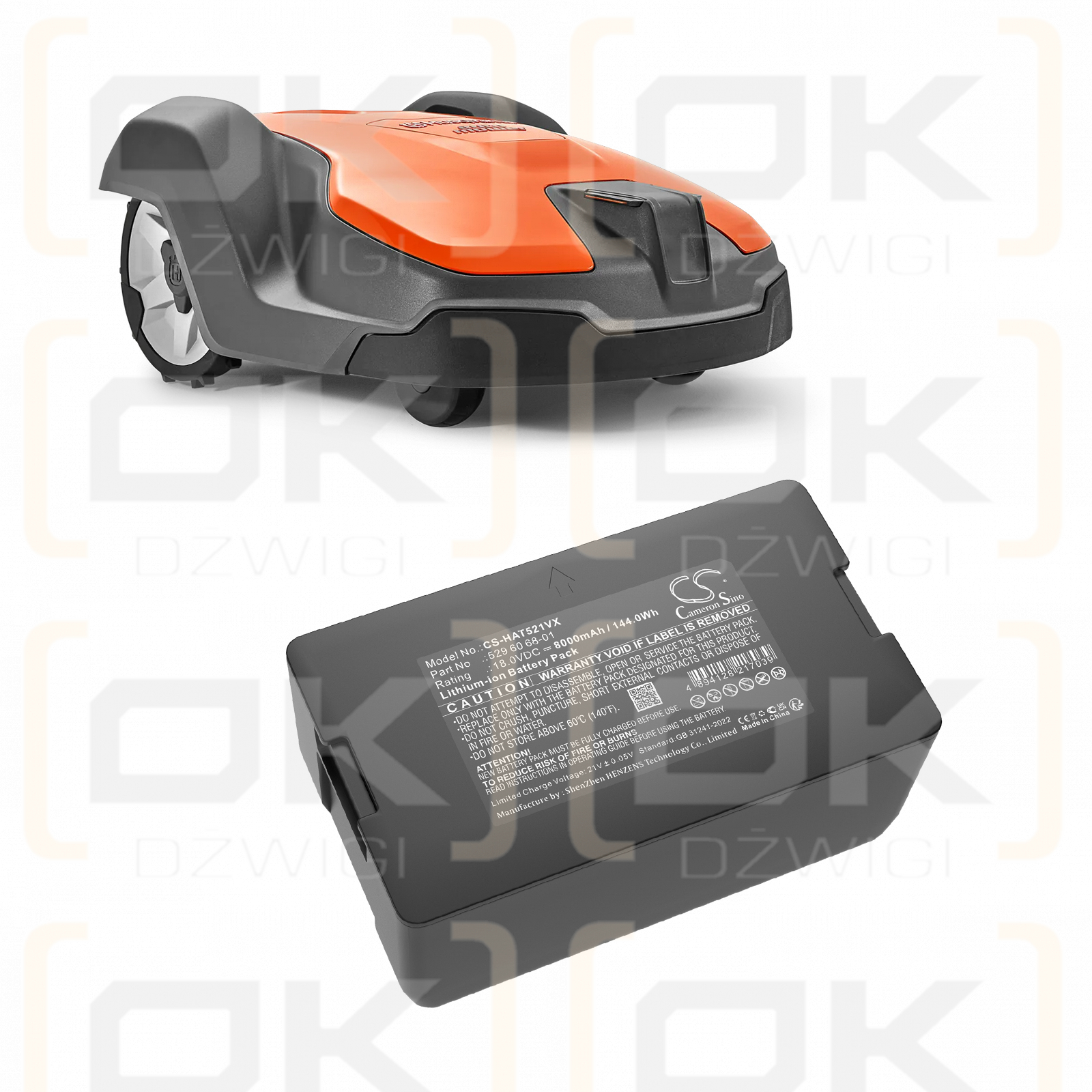 Husqvarna Automower 593 / 529 60 68-01 8000mAh Li-ion 18.0V (Cameron Sino)
