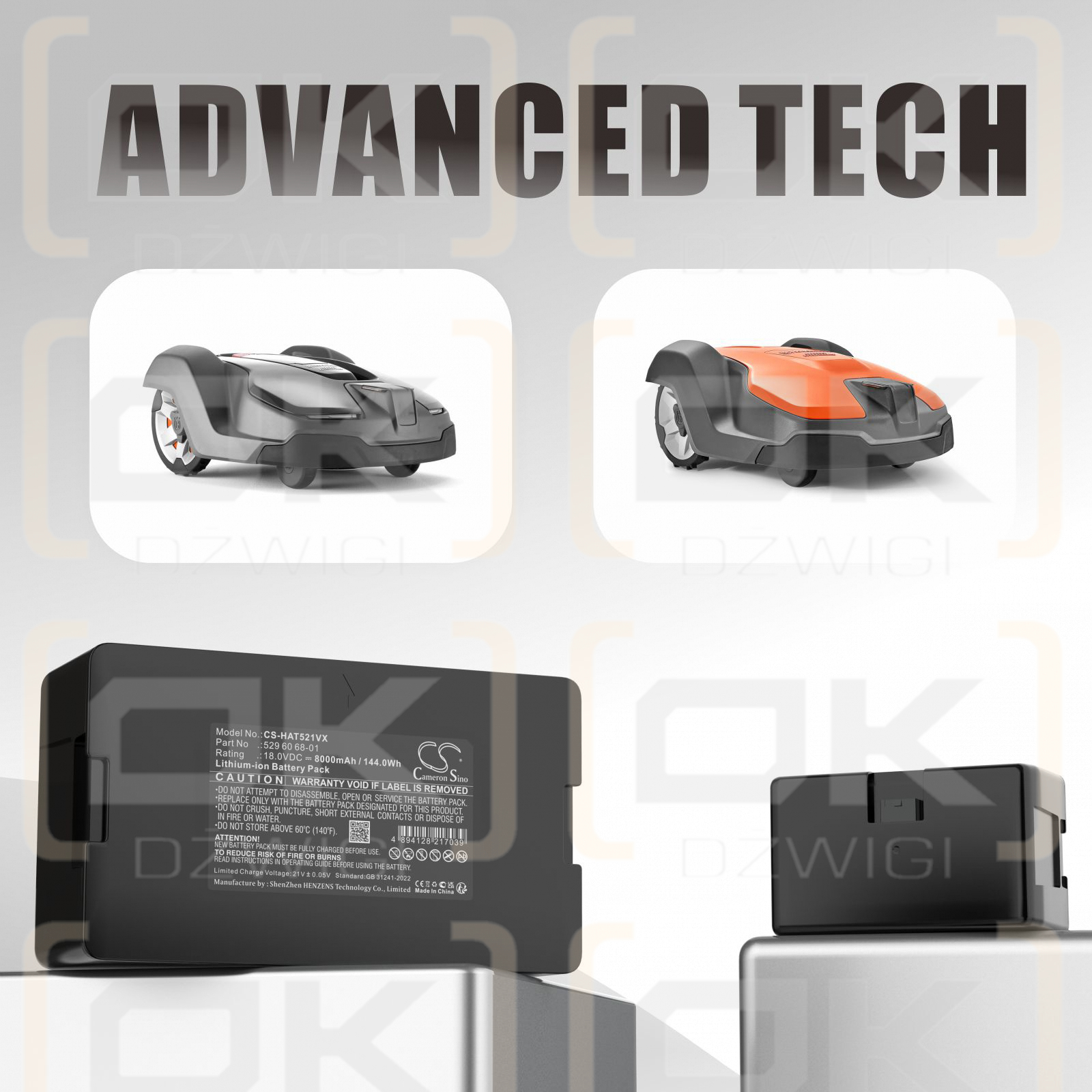 Husqvarna Automower 593 / 529 60 68-01 8000mAh Li-ion 18.0V (Cameron Sino)