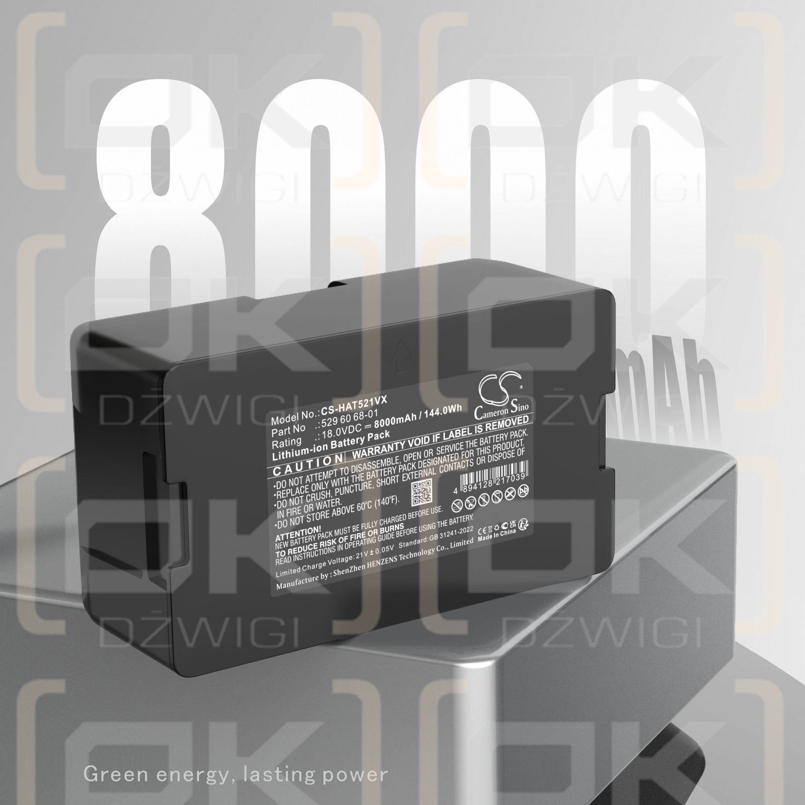 Husqvarna Automower 593 / 529 60 68-01 8000mAh Li-ion 18.0V (Cameron Sino)