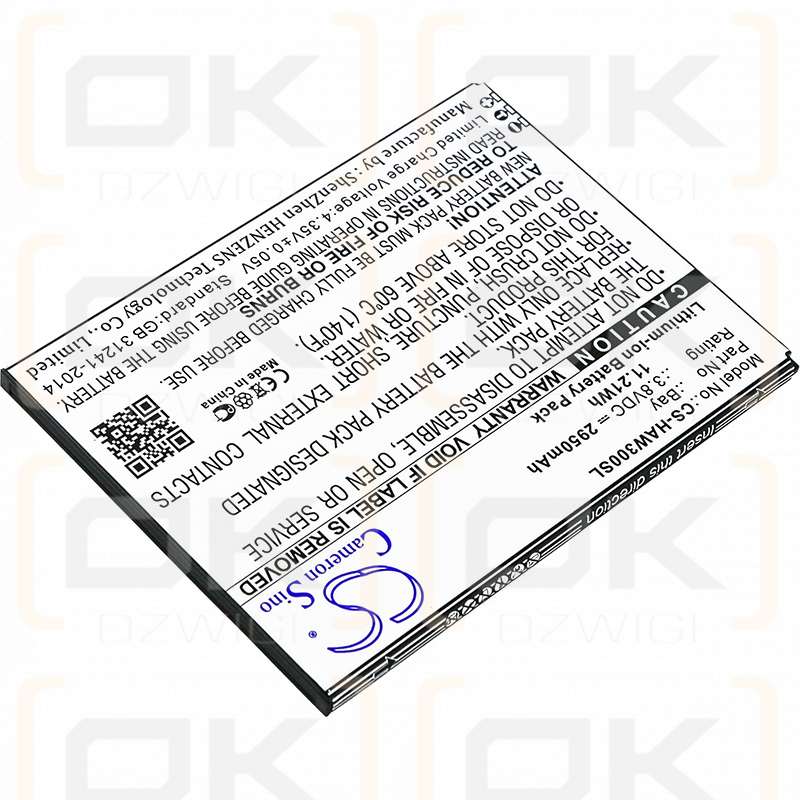 Ersatzakku für Highscreen Bay / Bay 2950 mAh Li-Ion 3,8 V (Cameron Sino)