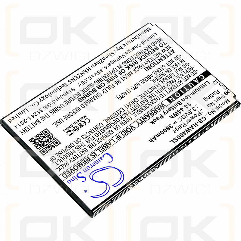 Ersatzakku für Highscreen Power Rage / Power Rage 3800 mAh Li-Ion 3,8 V (Cameron Sino)
