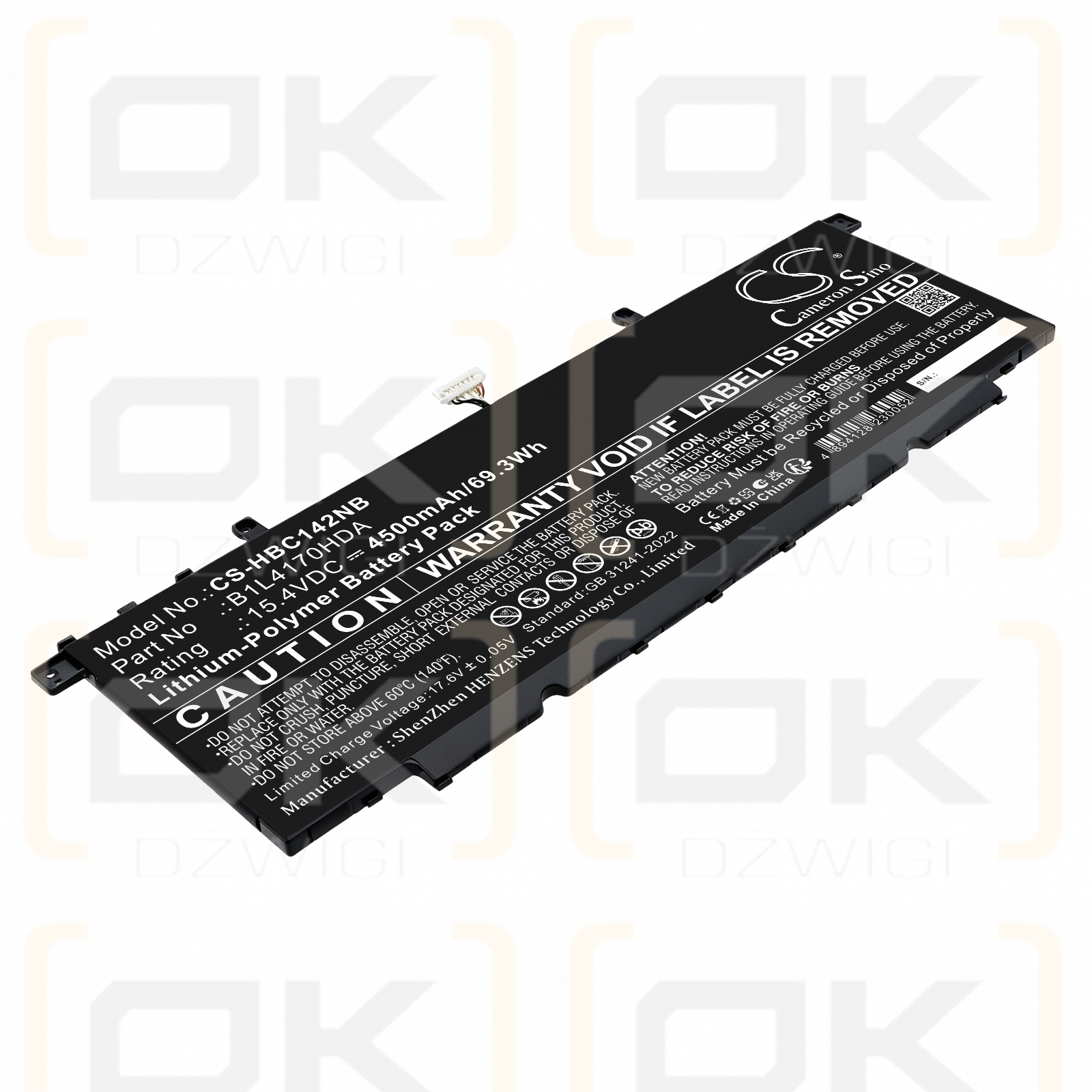 Replacement Battery for H3C Book Ultra 14T G2 / B1L4170HDA 4500mAh Li-Polymer 15.4V (Cameron Sino)