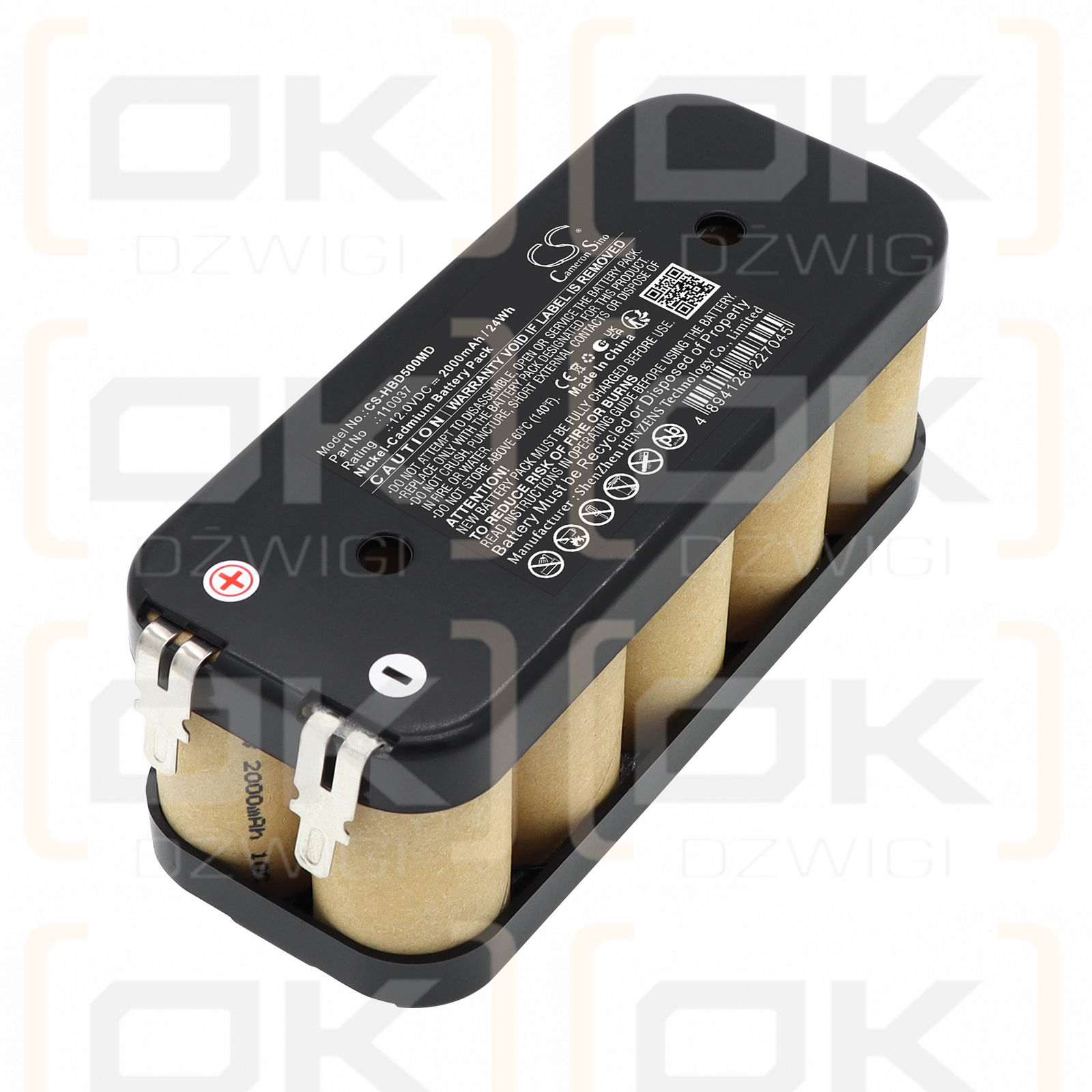 Bateria zamienna do Hellige  Defiscope M / 110037 2000 mAh Ni-CD 12 V (Cameron Sino)