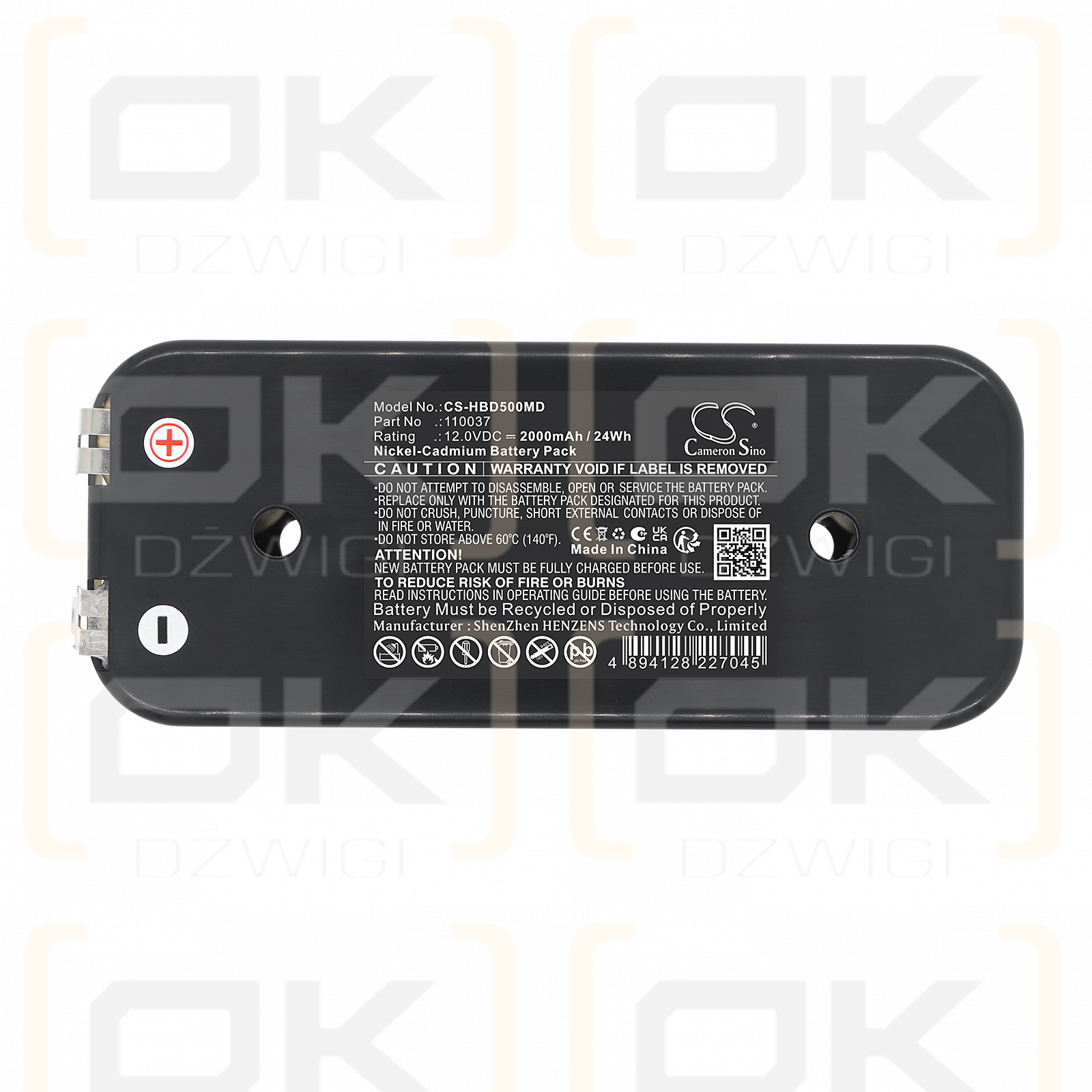 Bateria zamienna do Hellige  Defiscope M / 110037 2000 mAh Ni-CD 12 V (Cameron Sino)