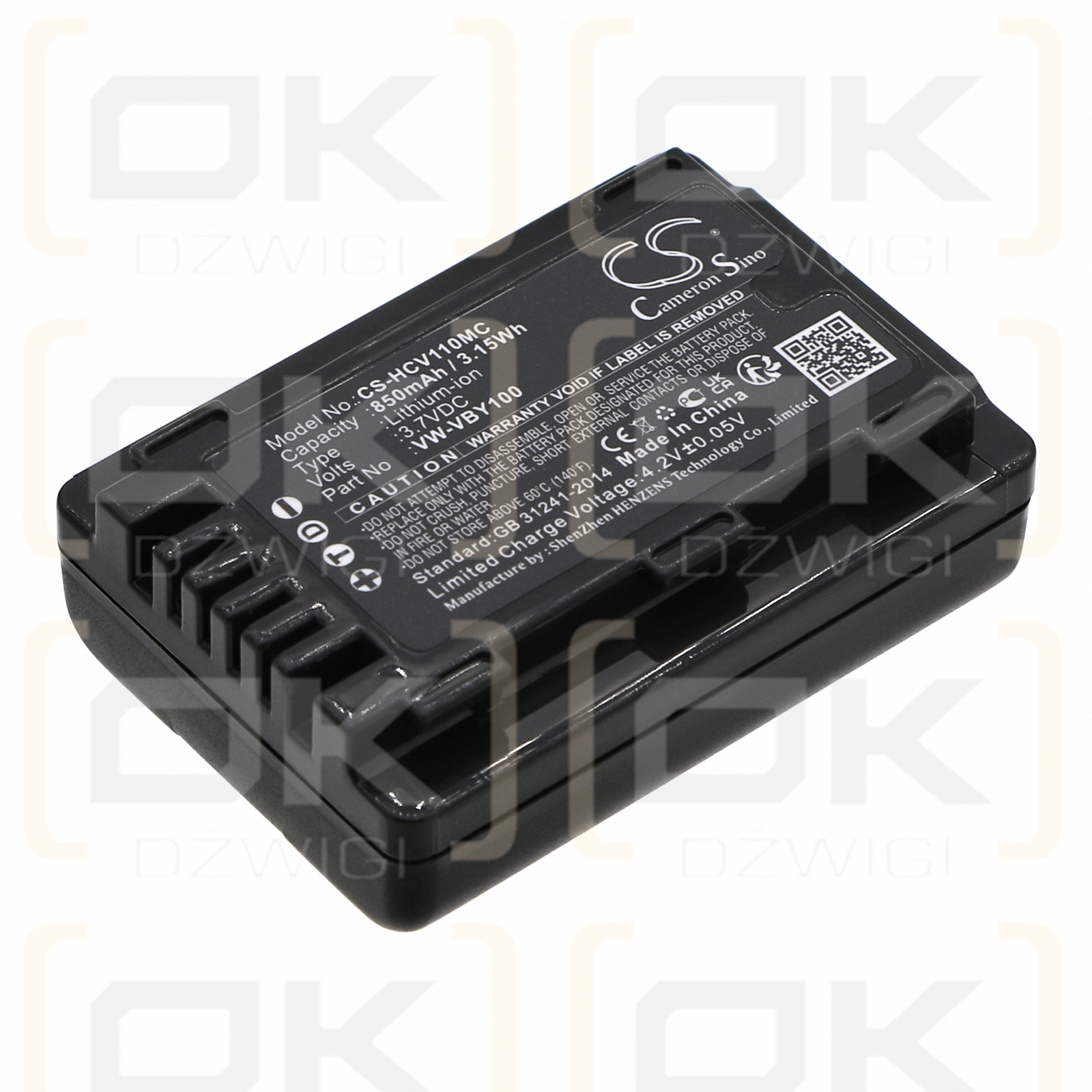 Panasonic HC-V201K / VW-VBY100 850mAh Li-ion 3.7V (Cameron Sino)