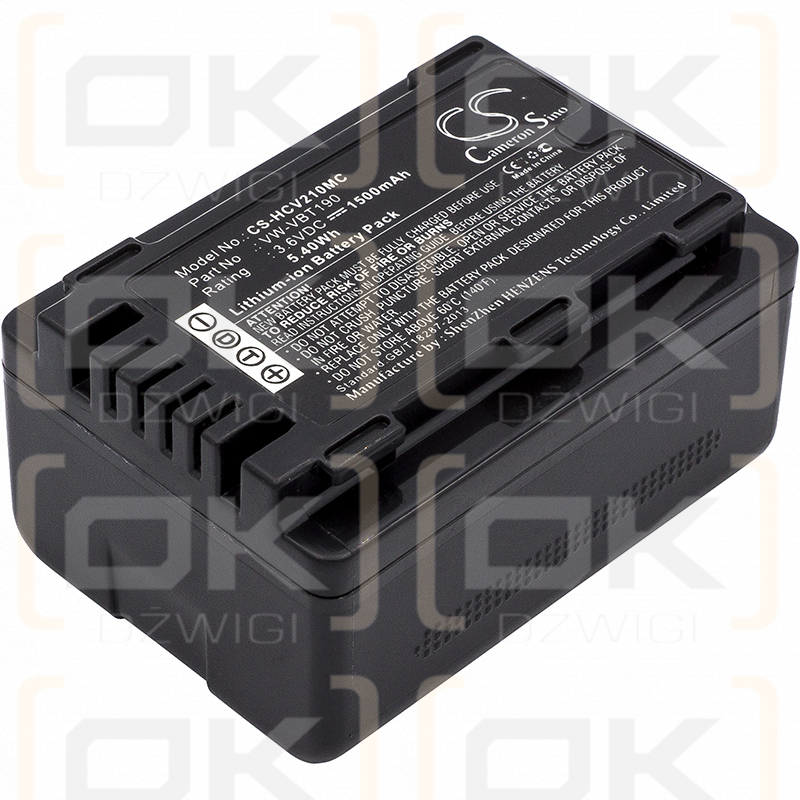 Panasonic HC-V770 / VW-VBT190 1500 mAh Li-Ion 3,6 V (Cameron Sino)