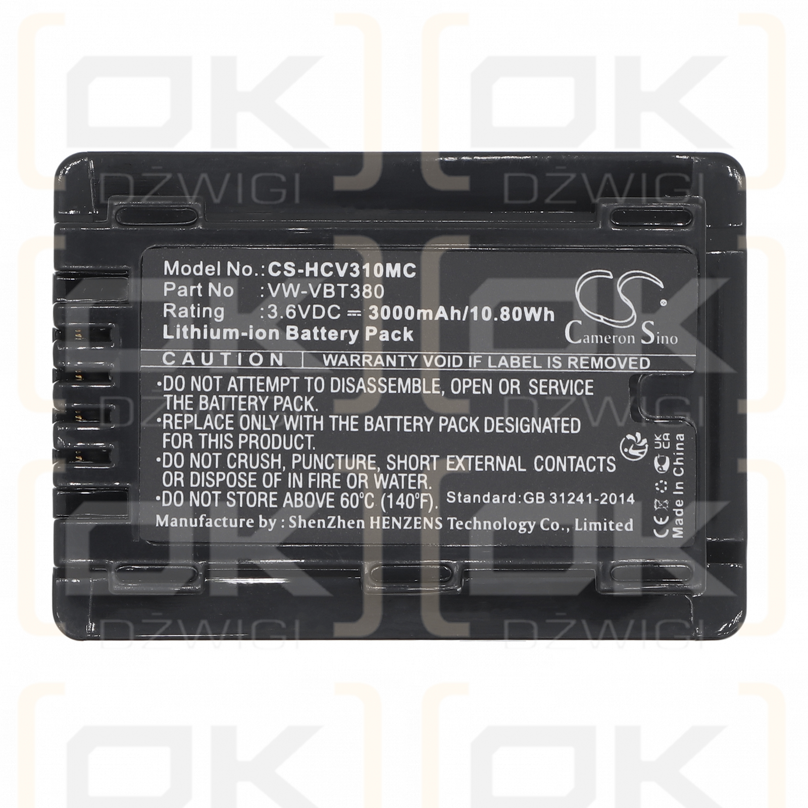 Panasonic HC-V770 / VW-VBT190 3000 mAh Li-ion 3.6 V (Cameron Sino)