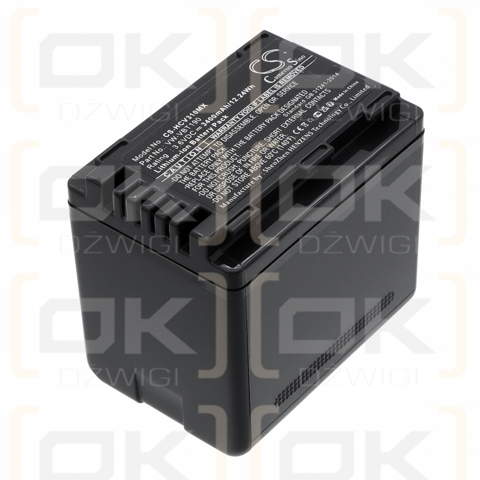 Panasonic HC-V770 / VW-VBT190 3400 мАч Li-ion 3,6 В (Cameron Sino)