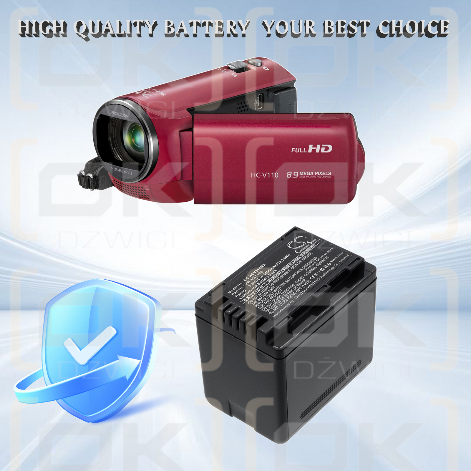 Panasonic HC-V770 / VW-VBT190 3400 мАч Li-ion 3,6 В (Cameron Sino)