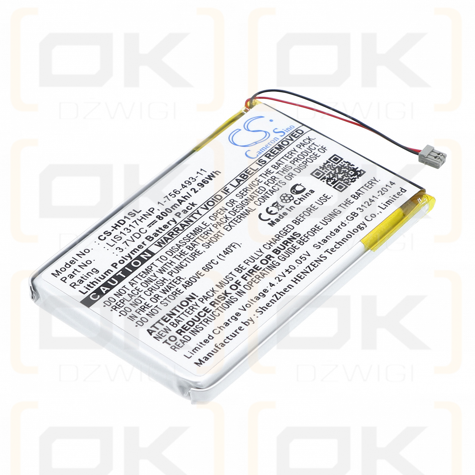 Sony NW-HD1 MP3-Player / PMPSYHD1 800 mAh Li-Polymer 3,7 V (Cameron Sino)