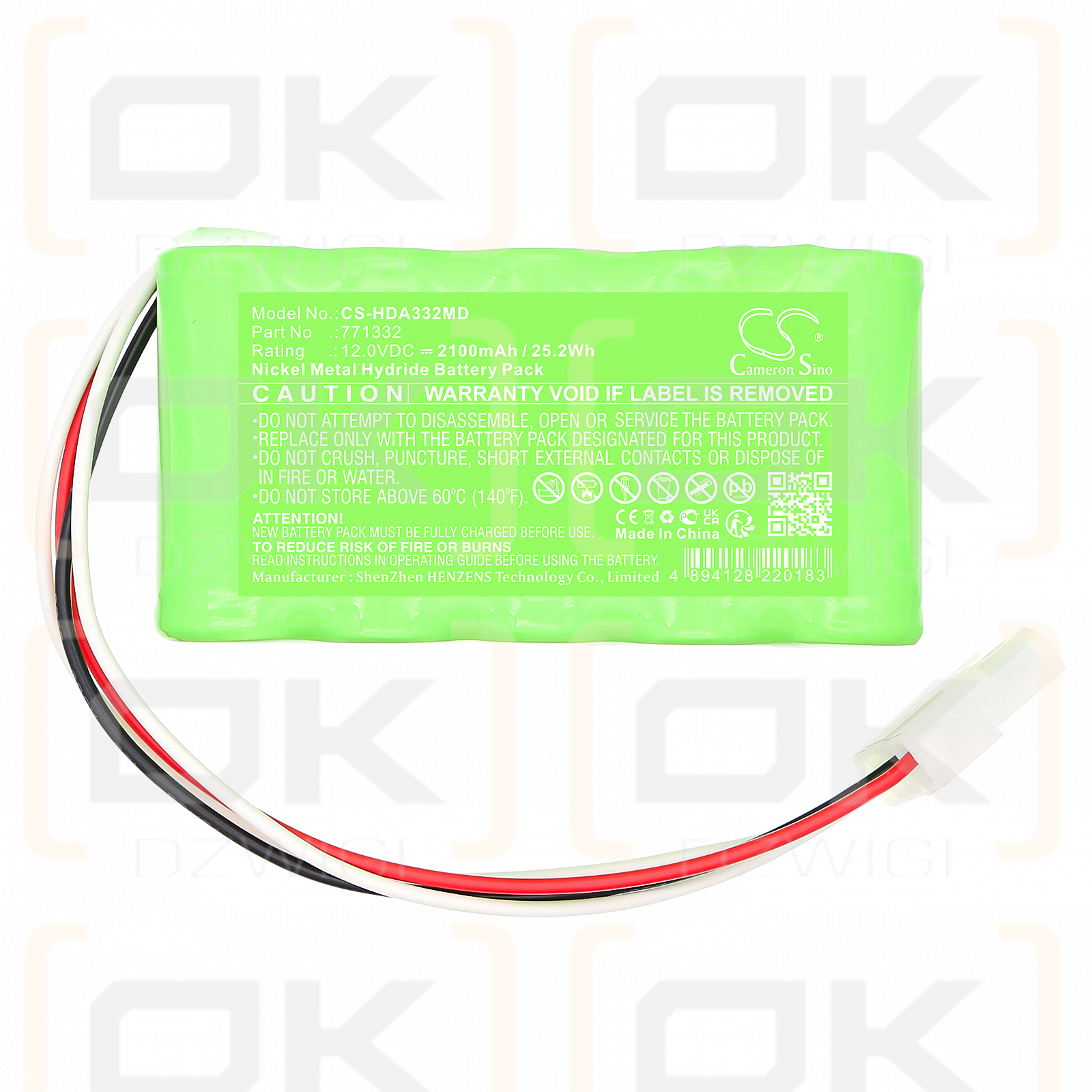 Huntleigh Doppler Dopplex ability / 771332 2100mAh Ni-MH 12.0V (Cameron Sino)
