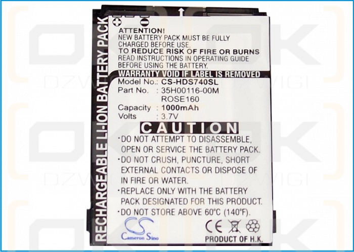Ersatzakku für HTC Rose 110 / ROSE160 1000 mAh Li-Ion 3,7 V (Cameron Sino)