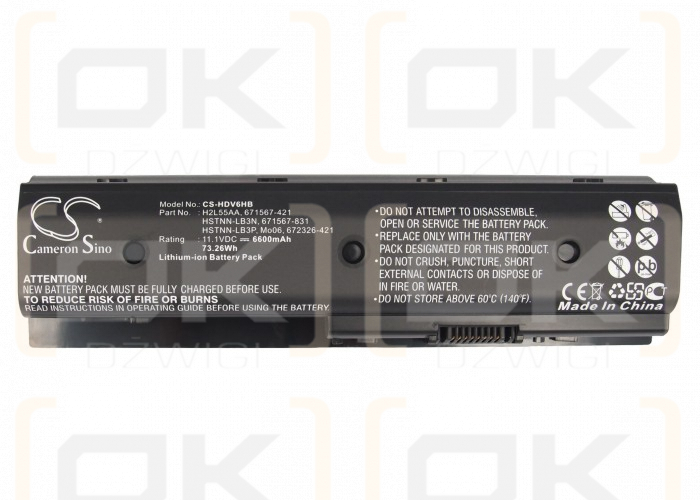 HP Pavilion dv7t-7000 CTO / 671567-421 6600mAh Li-ion 11.1V (Cameron Sino)