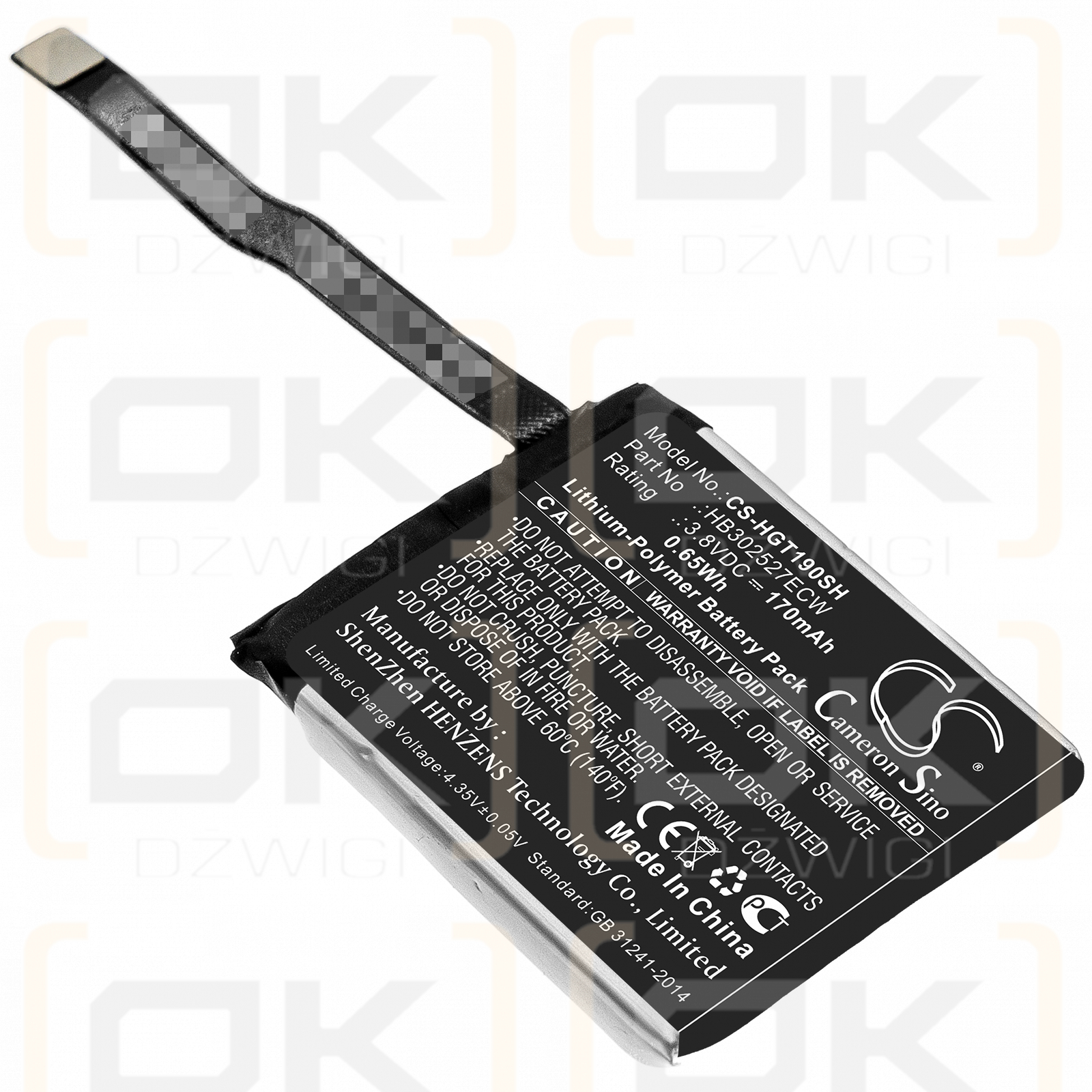 Huawei TLS-B19 / HB302527ECW 170mAh Li-polímero 3.8V (Cameron Sino)