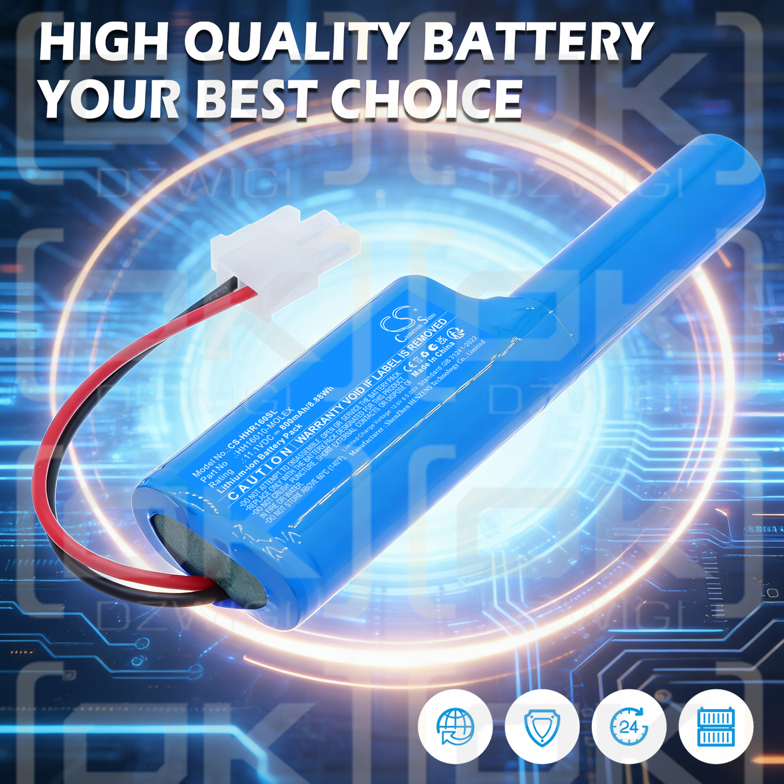 Heim & Haus Rolladenantrieb / HH16010-MOLEX 800 mAh Li-Ion 11,1 V (Cameron Sino)