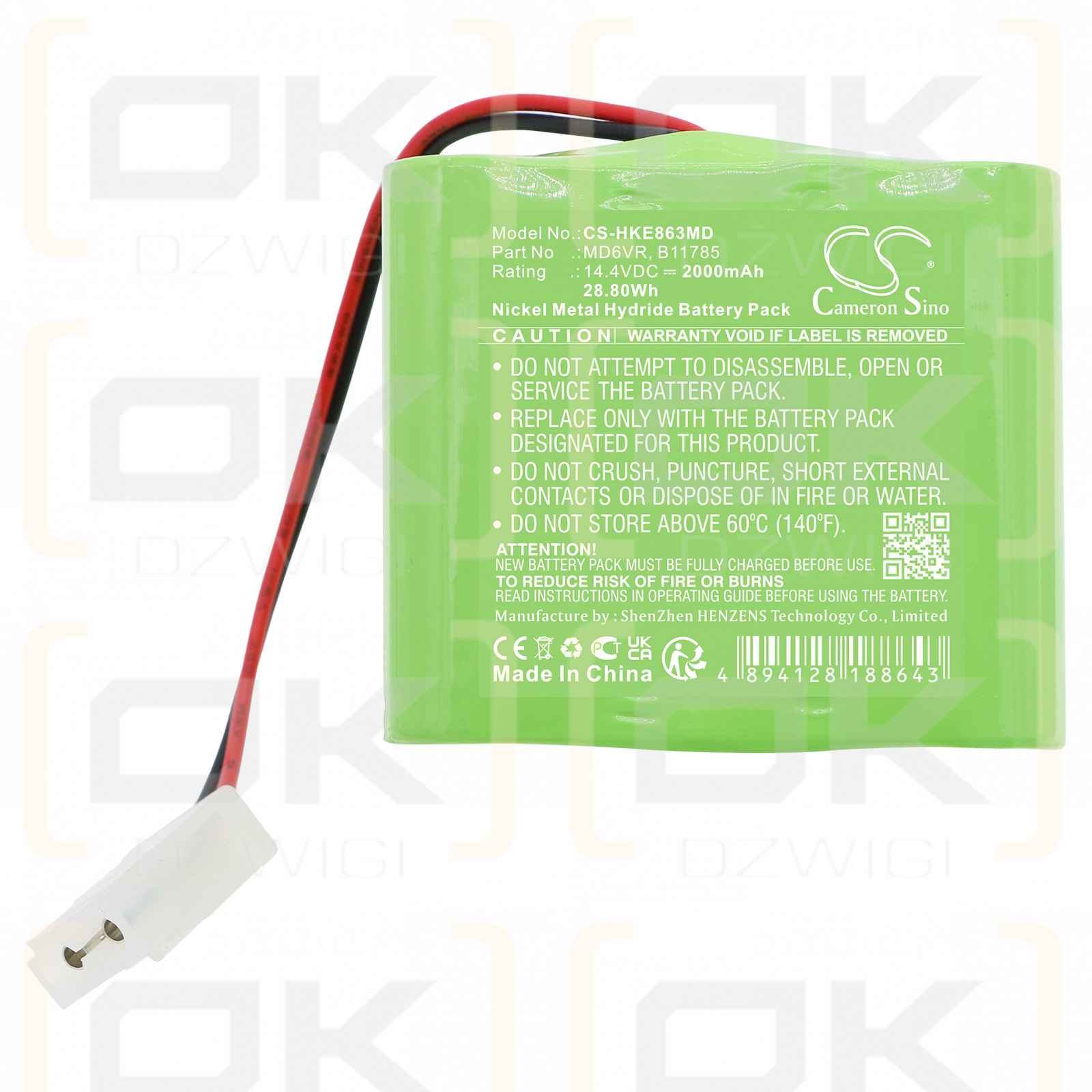 Hokanson EPG-52018 / MD6VR 2000mAh Ni-MH 14.4V (Cameron Sino)