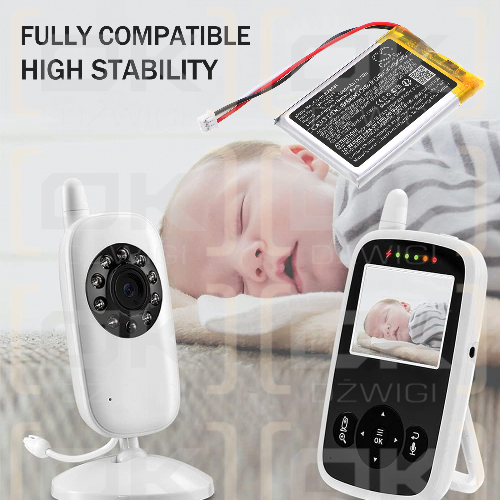HelloBaby UU24RX / BAT-UU24 1000mAh Li-Polymer 3.7V (Cameron Sino)