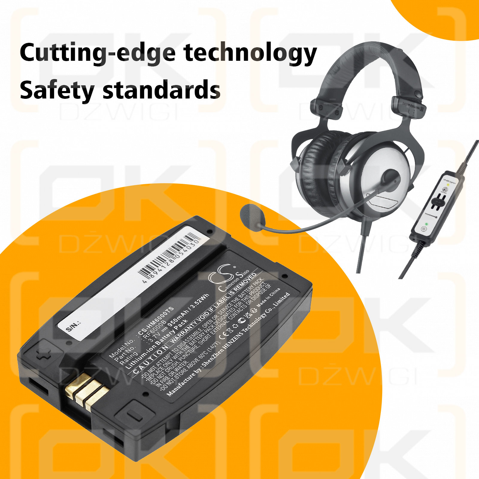 HME Wireless IQ HS6000 / RF6000B 950mAh Li-ion 3.7V (Cameron Sino)