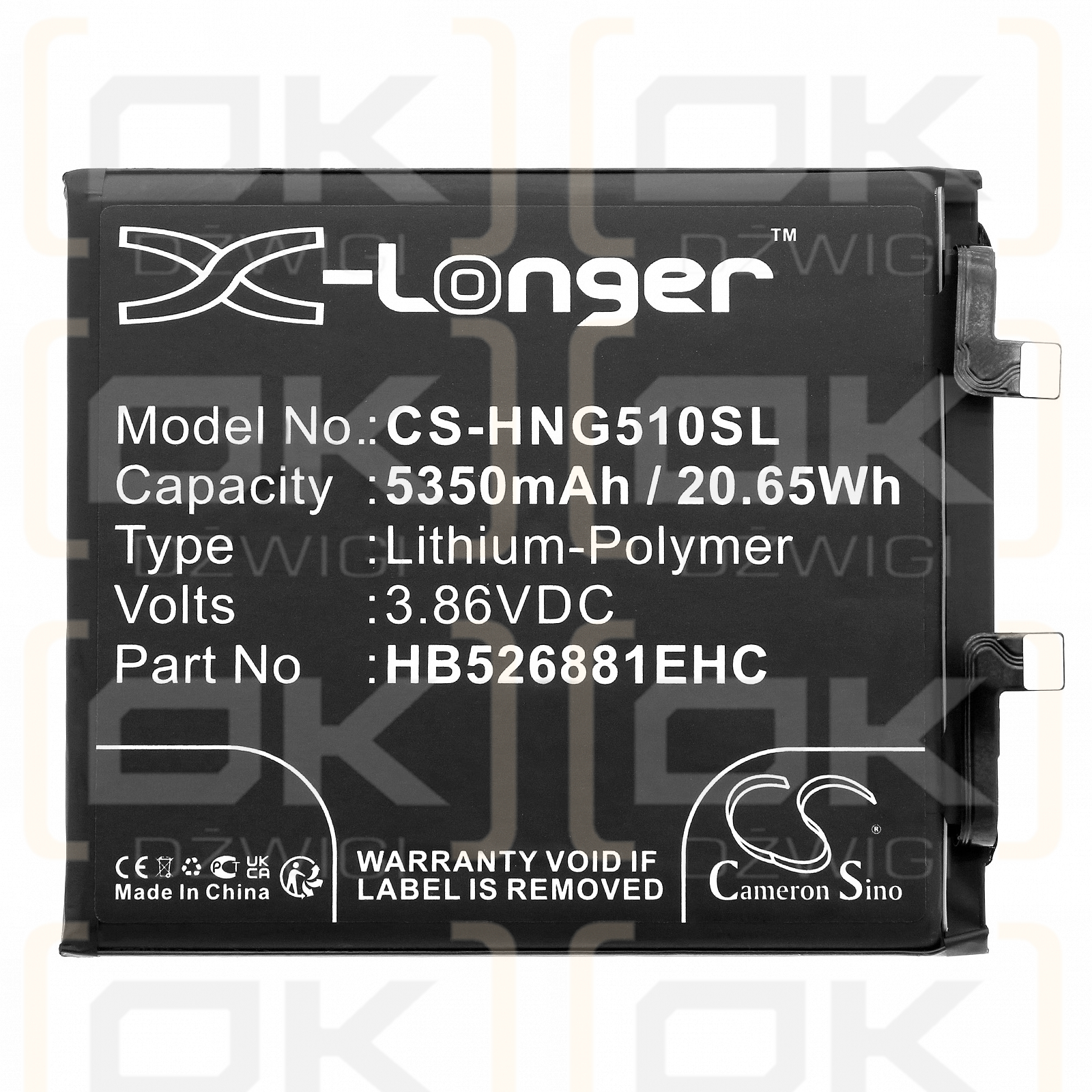 Honor Magic 5 Pro / HB526881EHC 5350mAh Li-polímero 3.86V (Cameron Sino)