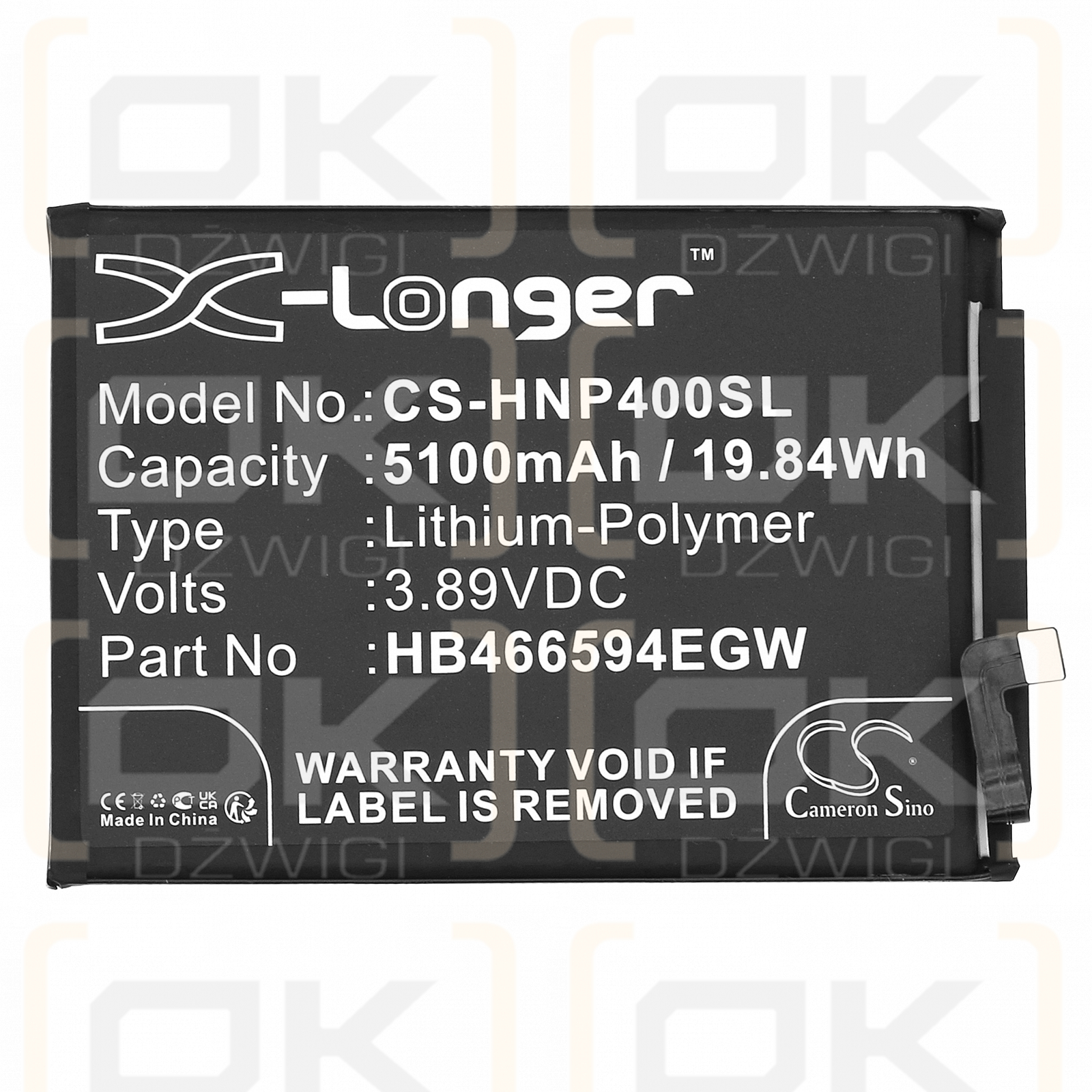 Honor WDY-AN00 / HB466594EGW 5100mAh Li-Polymer 3.89V (Cameron Sino)