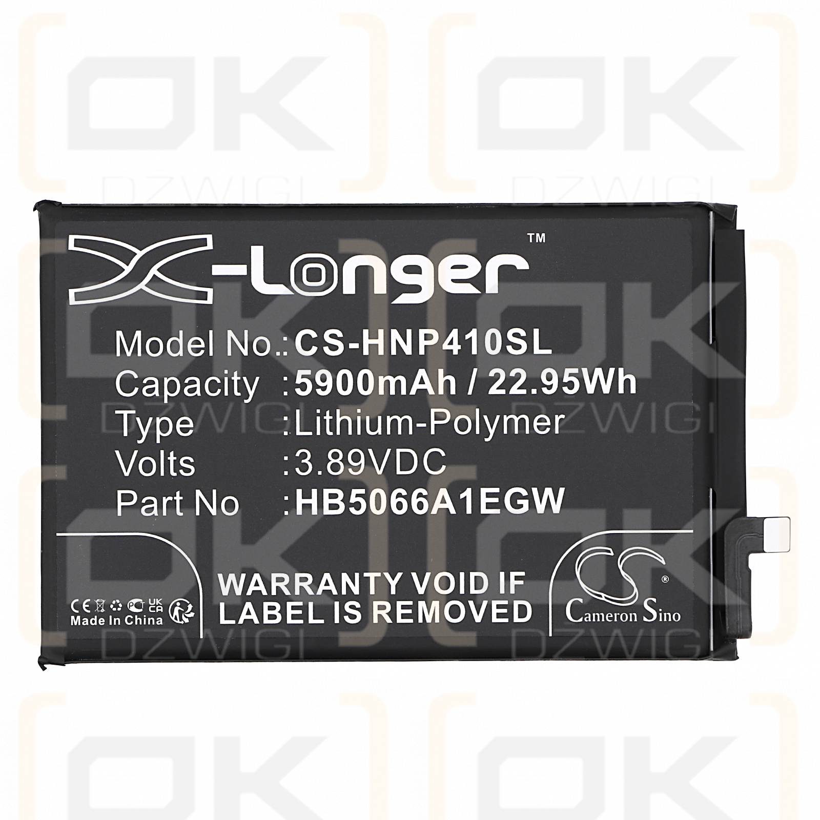 Honor Changwan 40 Plus / HB5066A1EGW 5900mAh Li-polímero 3.89V (Cameron Sino)