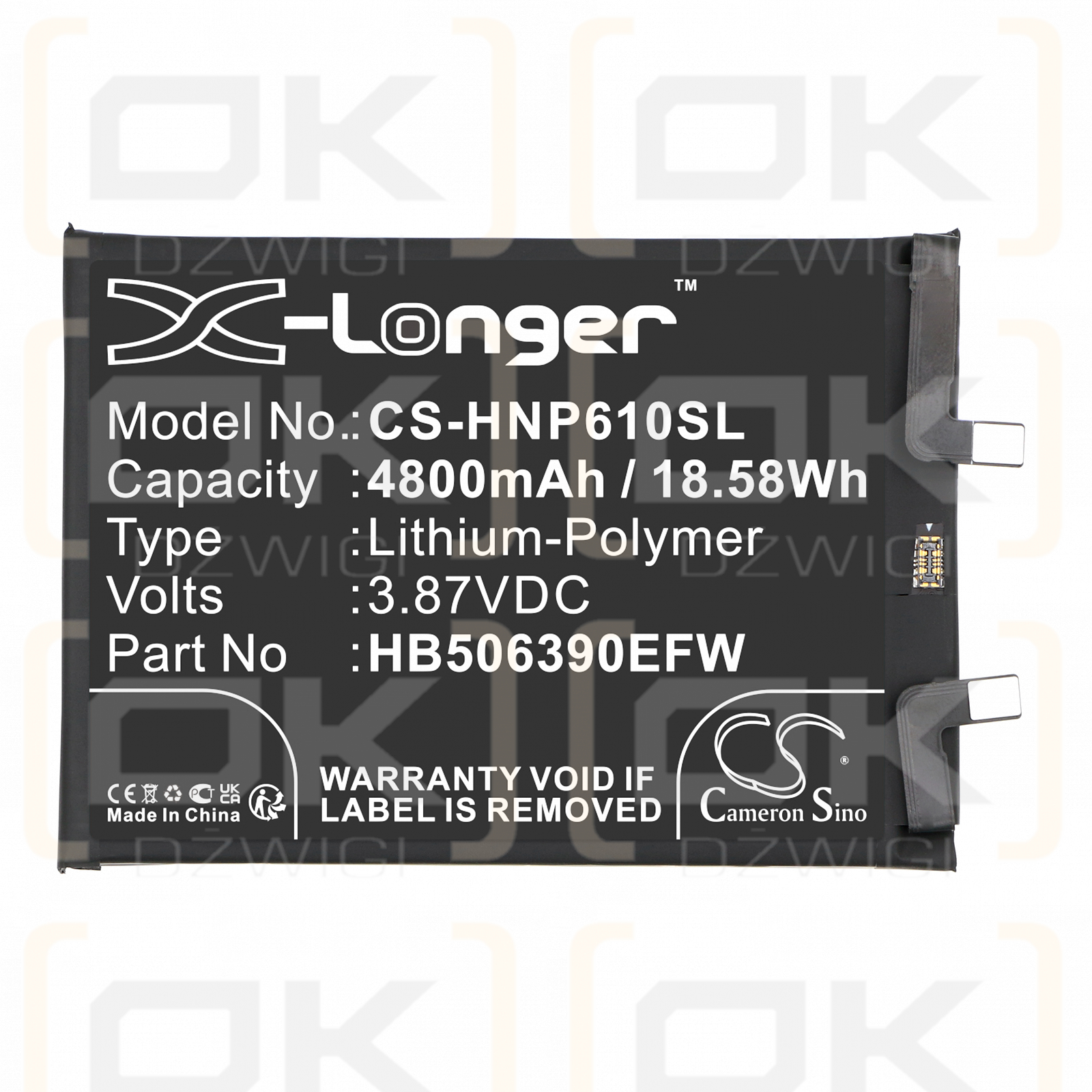 Honor TNA-AN00 / HB506390EFW 4800mAh Li-Polymer 3.87V (Cameron Sino)