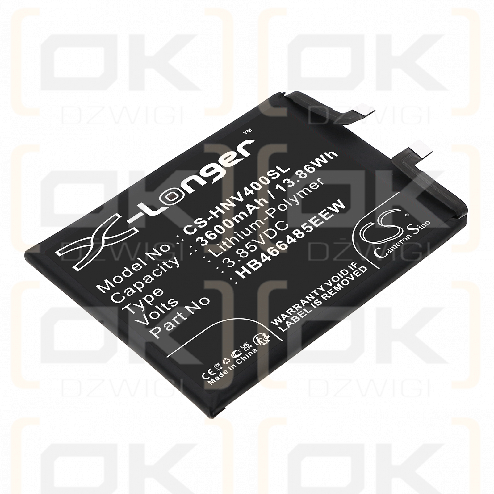 Huawei Nova 8 Pro / HB466485EEW 3600 mAh, polímero de litio, 3,85 V (Cameron Sino)