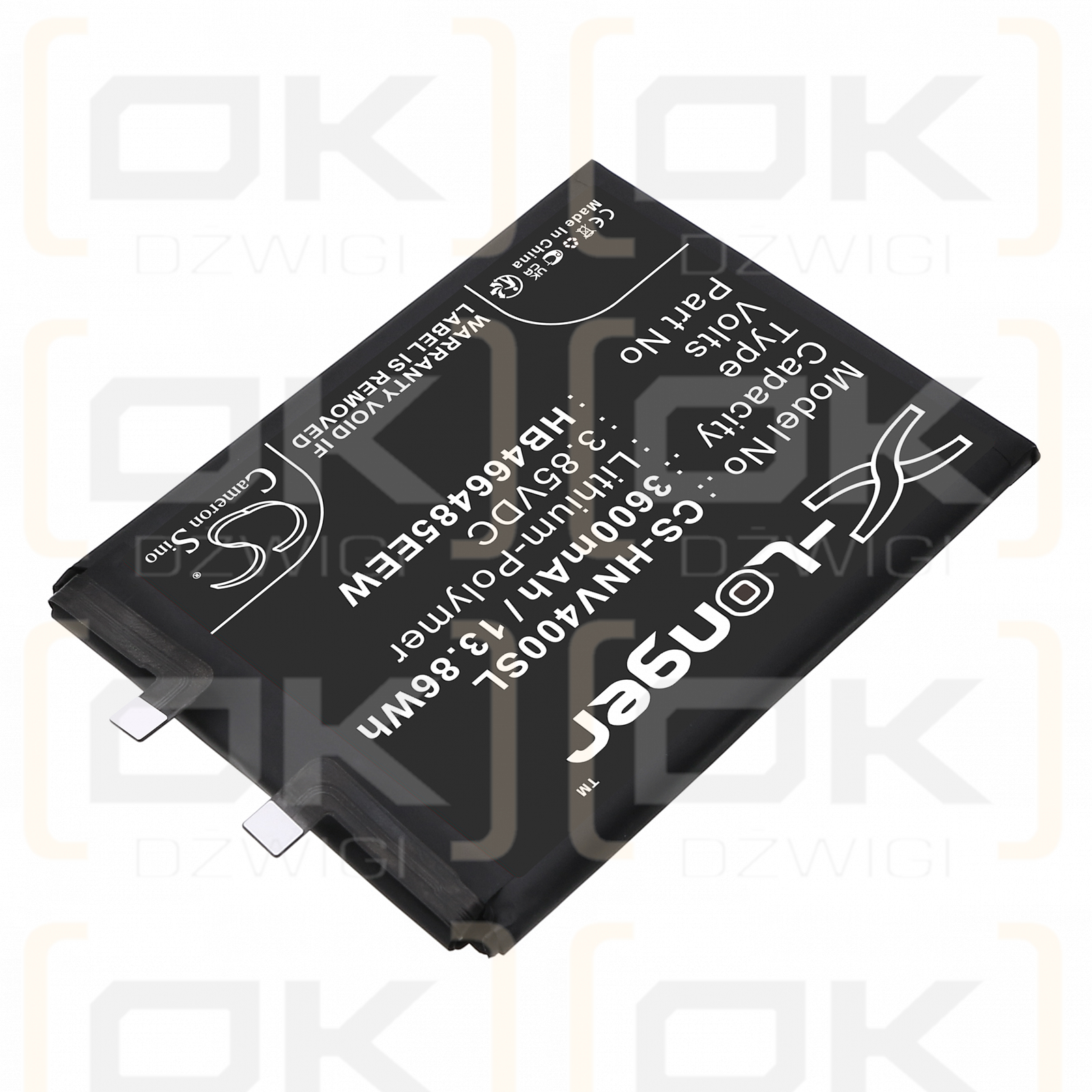 Huawei Nova 8 Pro / HB466485EEW 3600 mAh, polímero de litio, 3,85 V (Cameron Sino)