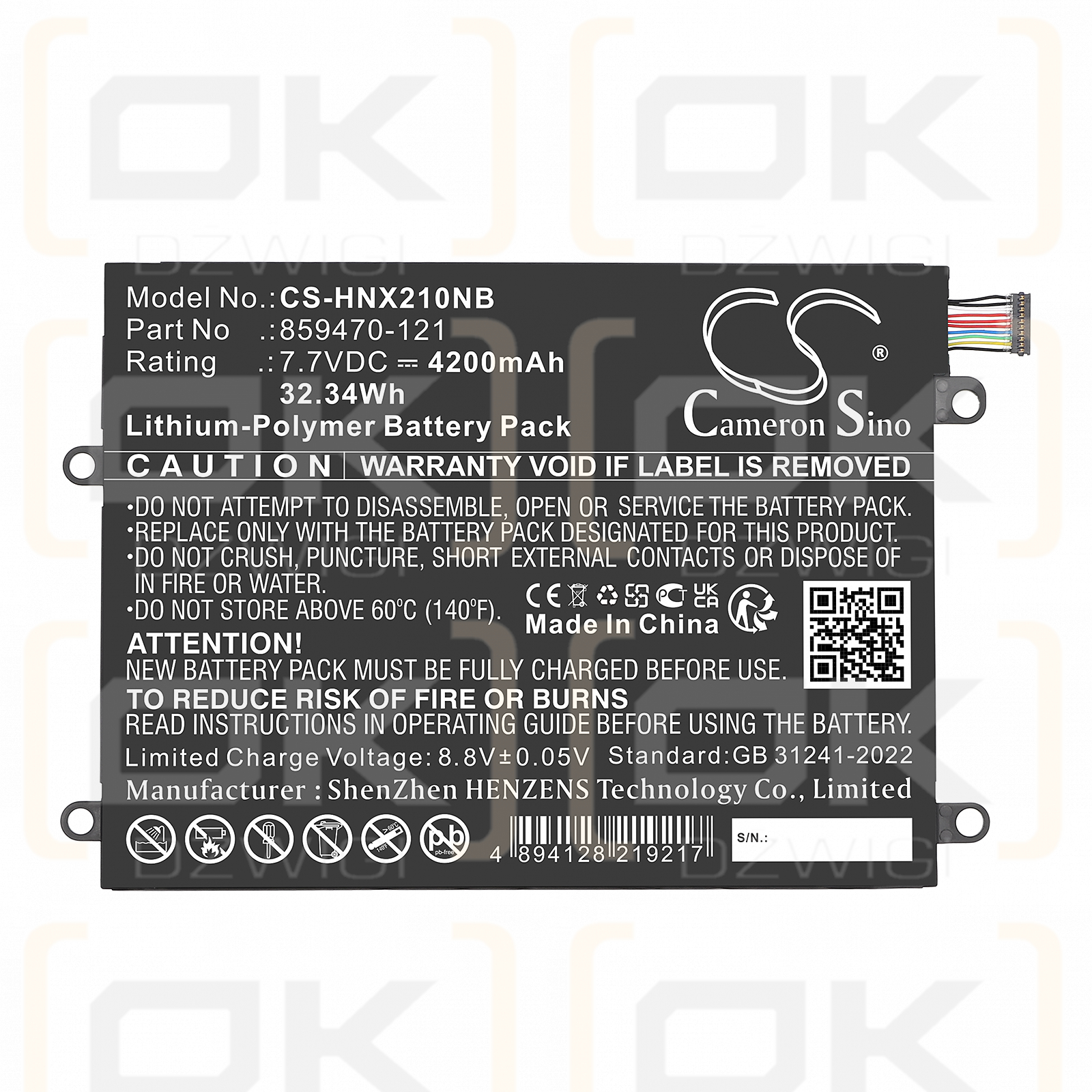 HP x2 210 G2 (L5H47ES) / 859470-121 4200 mAh Li-Polymer 7,7 V (Cameron Sino)