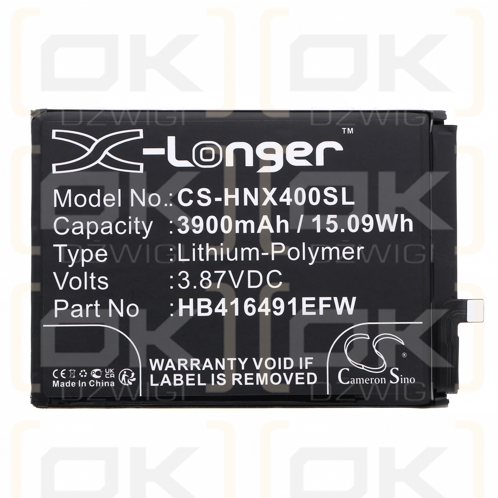 Honor X40i / HB416491EFW 3900mAh Li-polímero 3.87V (Cameron Sino)