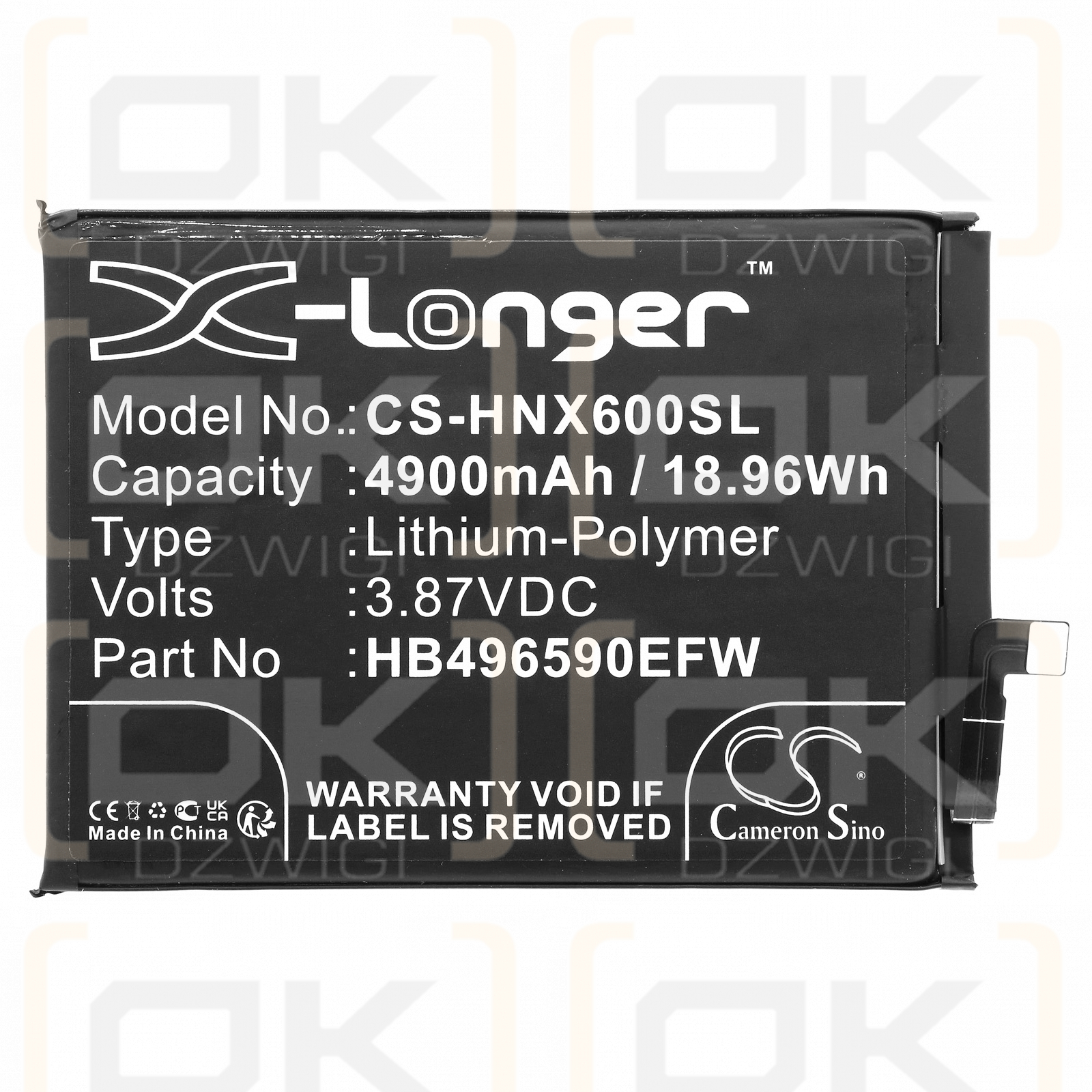 Honor CRT-NX1 / HB496590EFW 4900mAh Li-Polymer 3.87V (Cameron Sino)