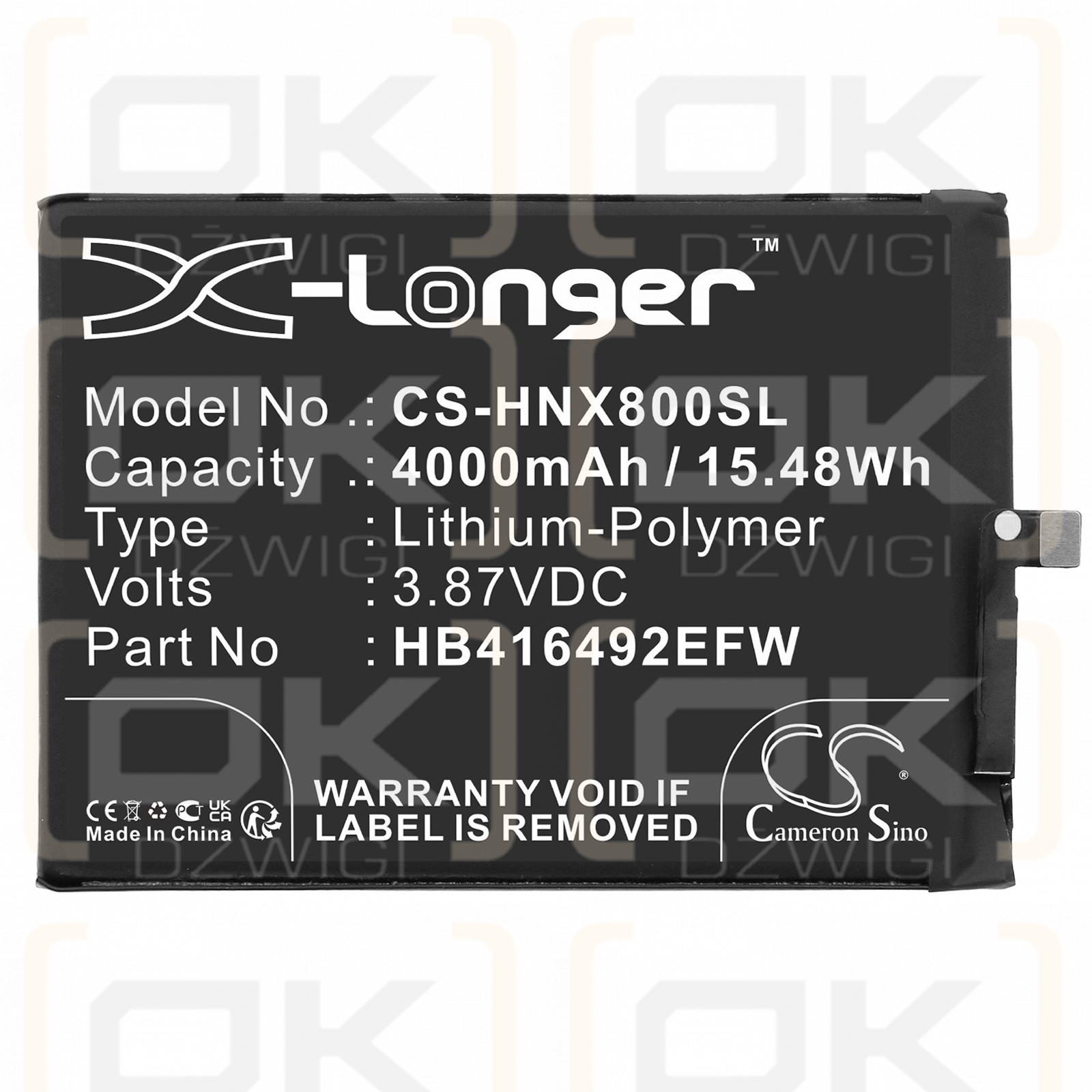 Honor TFY-LX3 / HB416492EFW 4000mAh Li-polímero 3.87V (Cameron Sino)