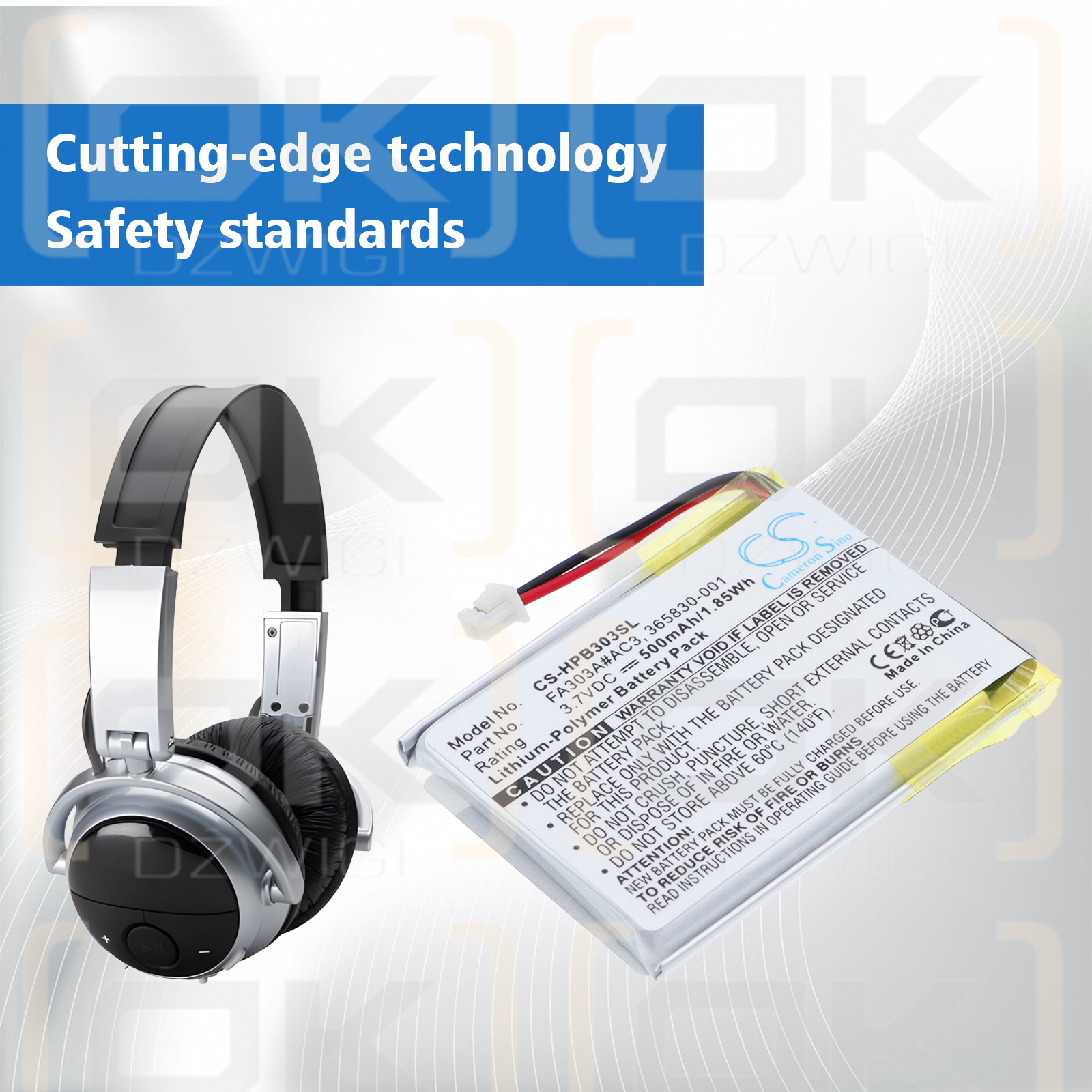 HP Bluetooth-Stereo-Kopfhörer / FA303A#AC3 500 mAh Li-Polymer 3,7 V (Cameron Sino)