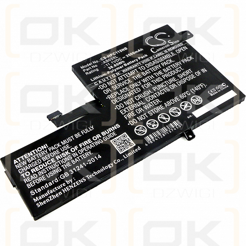 HP 1FX82UT#ABA / AS03XL 3500 mAh Li-Polymer 11,1 V (Cameron Sino)