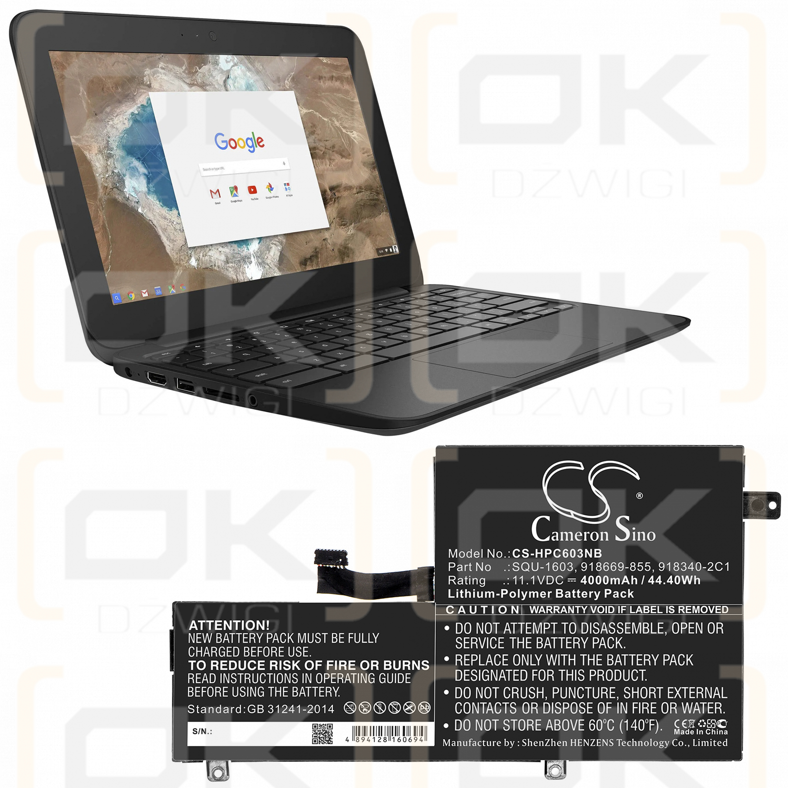 HP 11 G5 EE Chromebook / 918669-855 4000mAh Li-Polymer 11.1V (Cameron Sino)