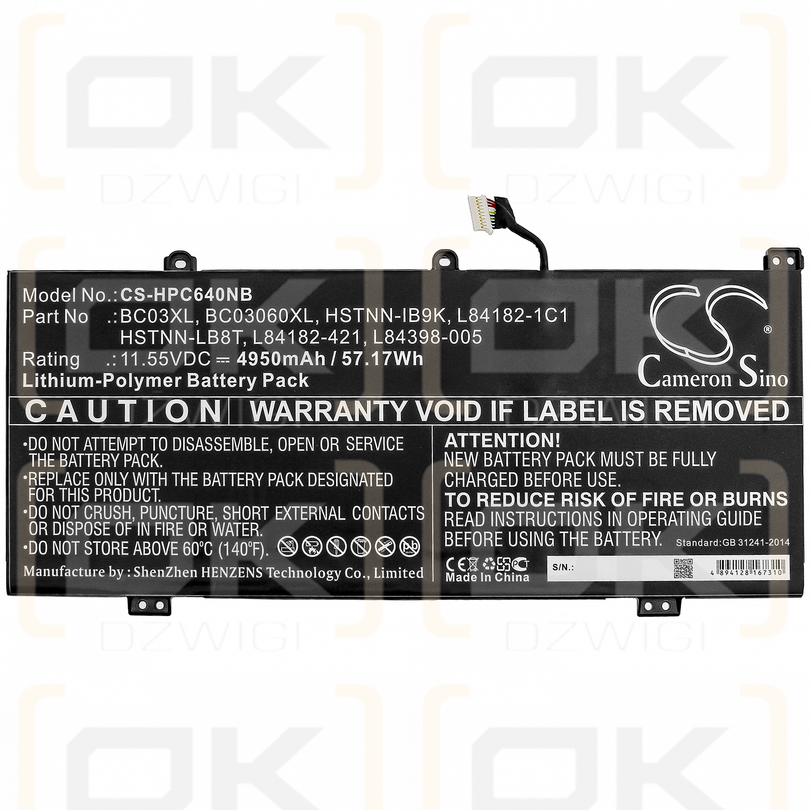 HP Chromebook X360 14C-CA0053DX / BC03XL 4950mAh Li-Polymer 11.55V (Cameron Sino)