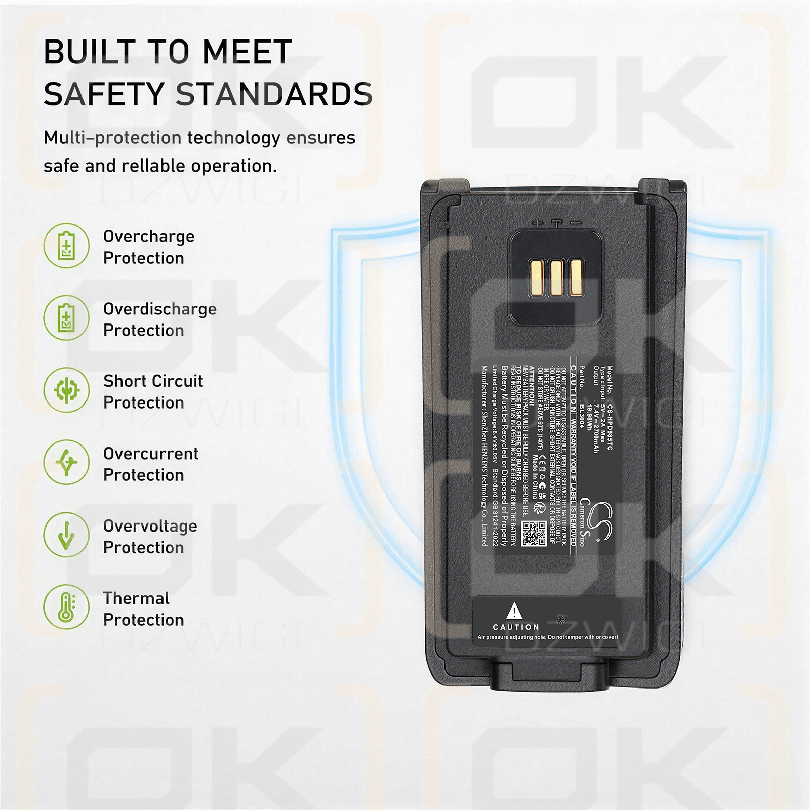 Сменный аккумулятор для Hytera PD985U / BL2016 2700 мАч Li-ion 7,4 В (Cameron Sino)