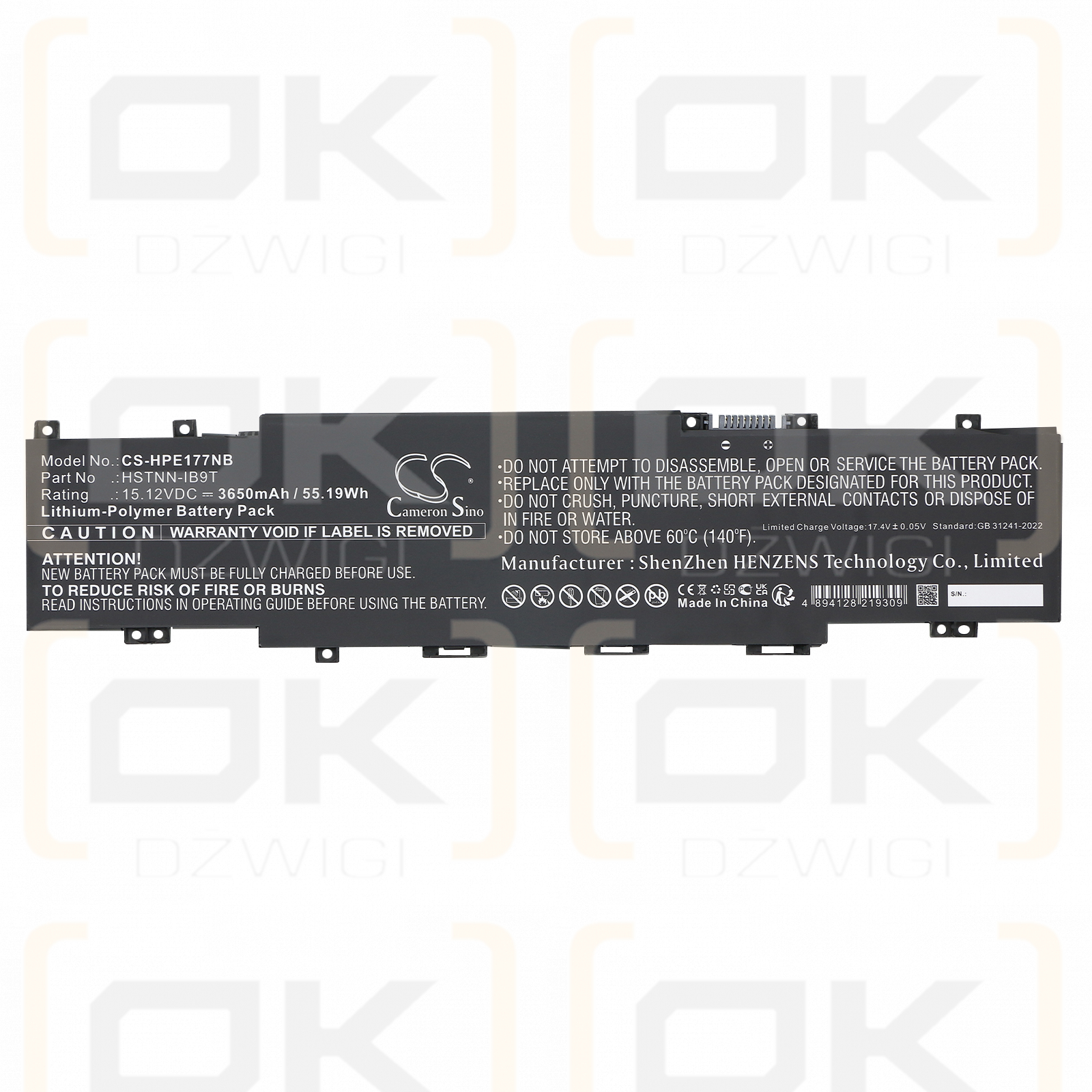 HP Envyp 17-ch0013nn / HSTNN-IB9T 3650mAh Li-Polymer 15.12V (Cameron Sino)