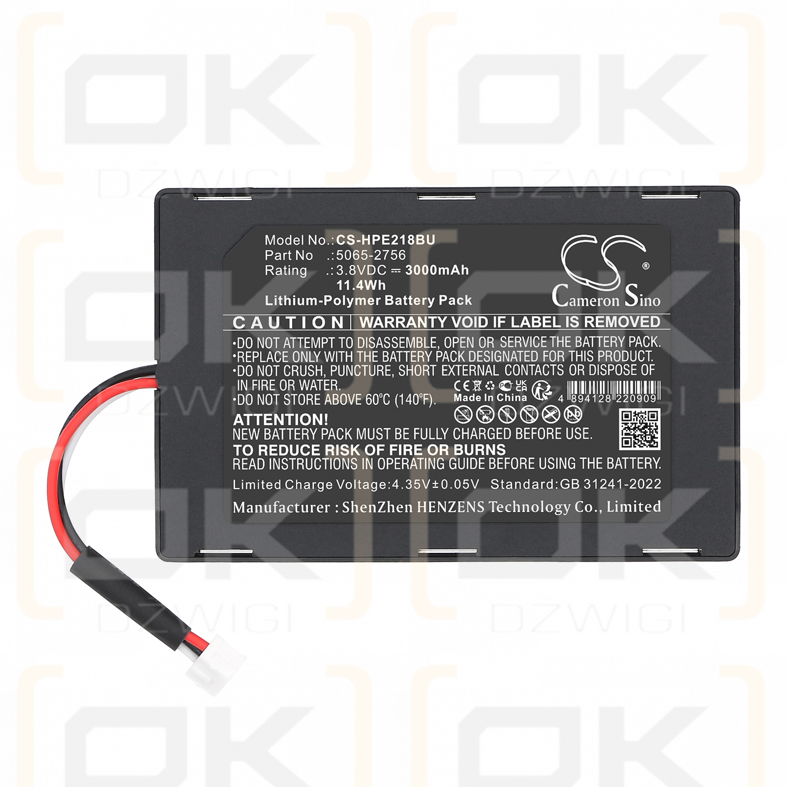 HP Agilent P1218-60002 PCI-X Fernbedienungskarte / 5065-2756 3000 mAh Li-Polymer 3,8 V (Cameron Sino)